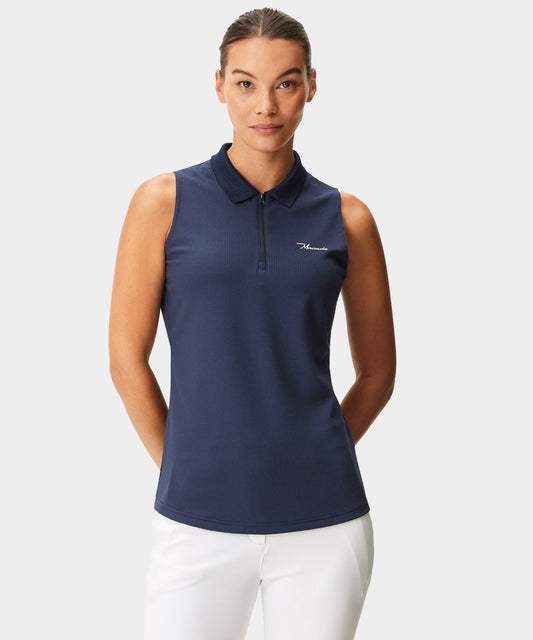 Navy Players Zip Sleeveless Shirt