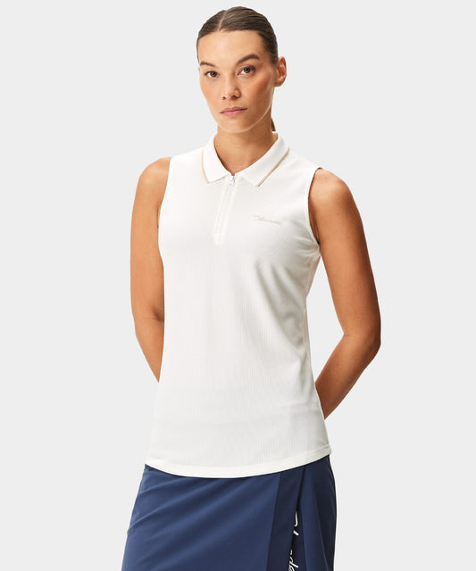 White Players Zip Sleeveless Shirt
