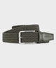 Jade green Macade Golf Elastic Belt with a braided stretch design, polished stainless steel buckle, and refined leather accents for a flexible, modern fit.