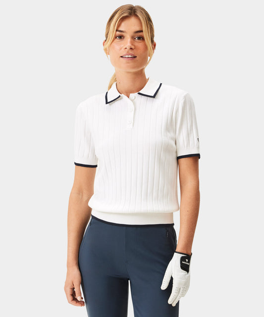 Skye White Course Knit Polo