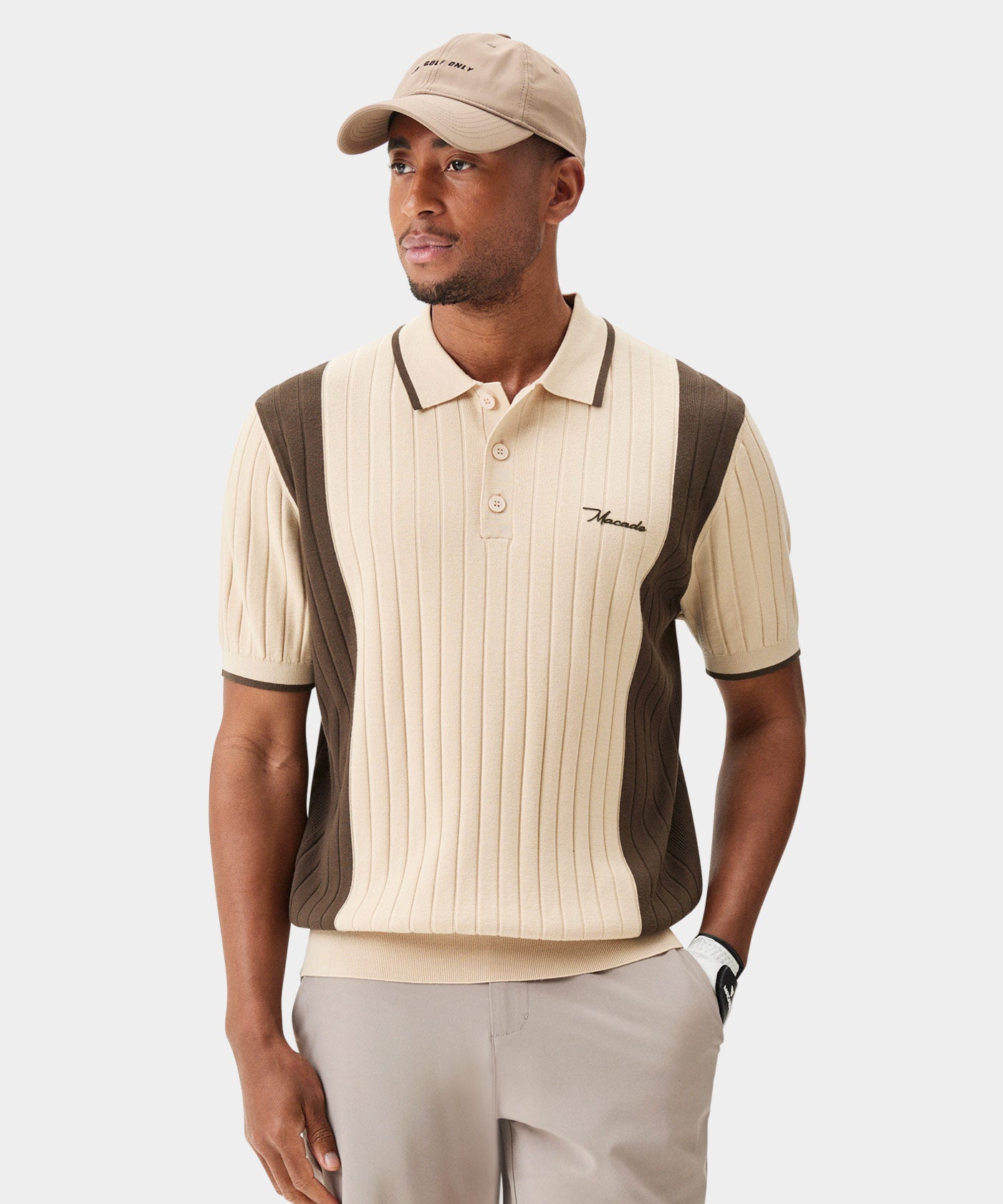 Peak Tan Course Knit Polo