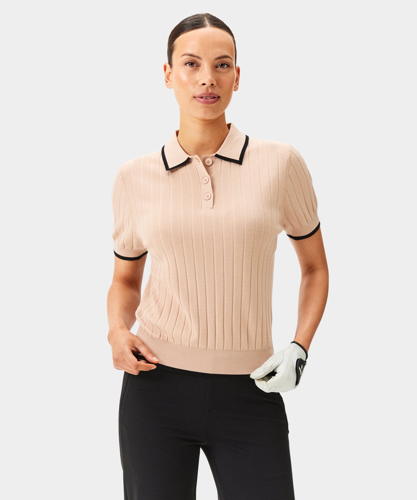 Skye Tan Course Knit Polo
