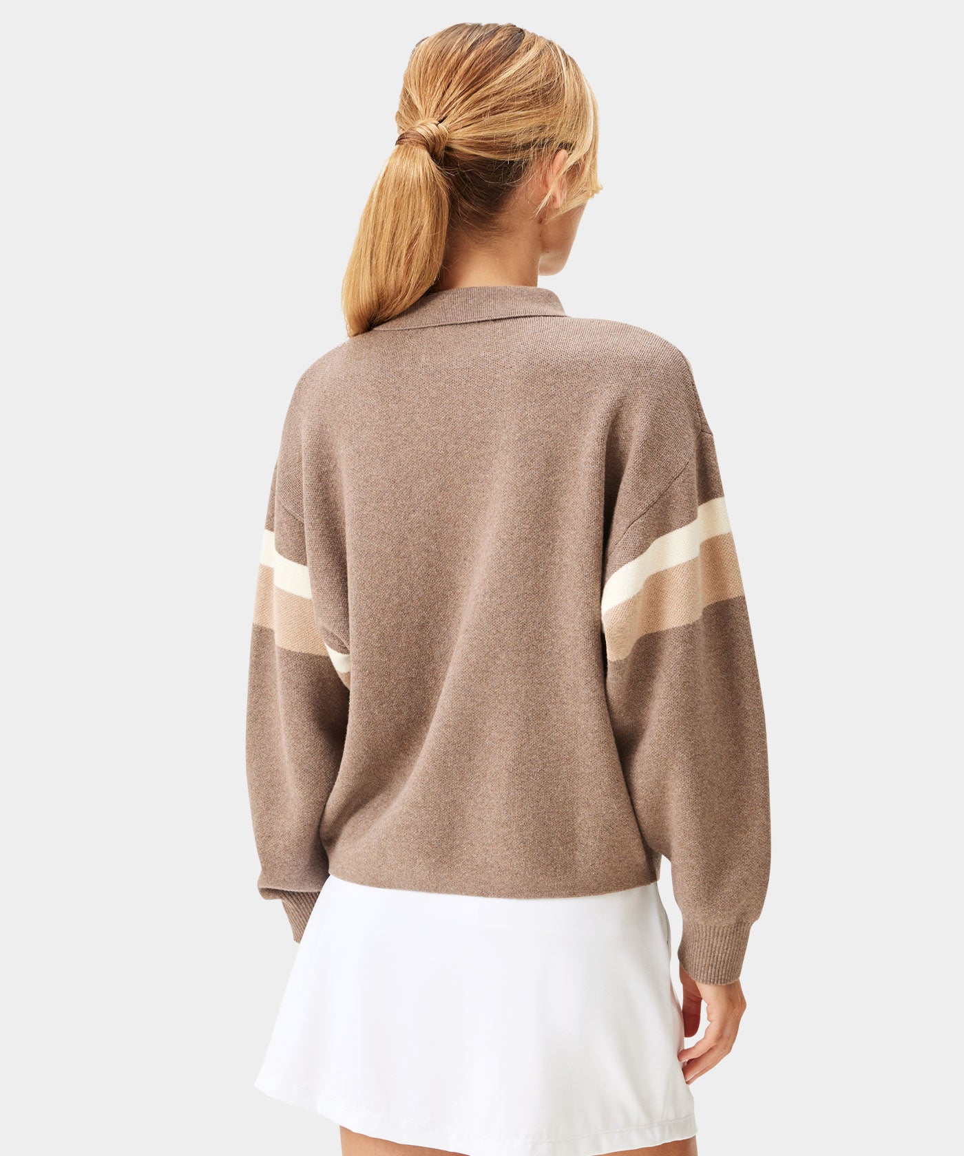 Brown Lite Knit Polo Sweater