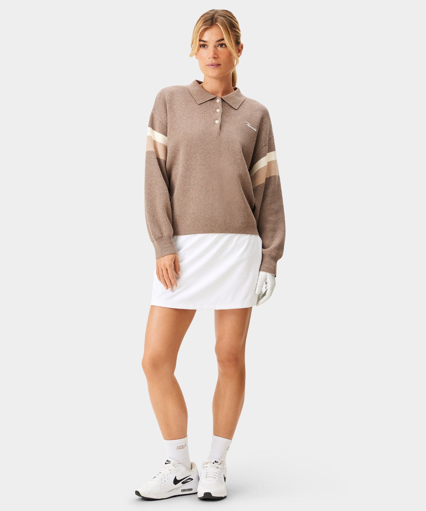 Brown Lite Knit Polo Sweater