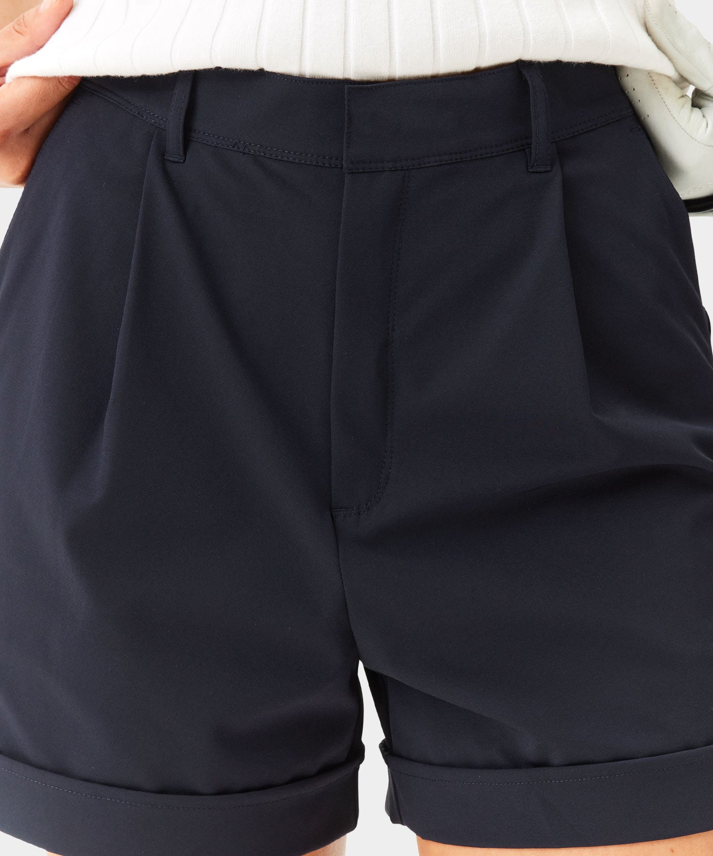 Navy Pleated Course Shorts