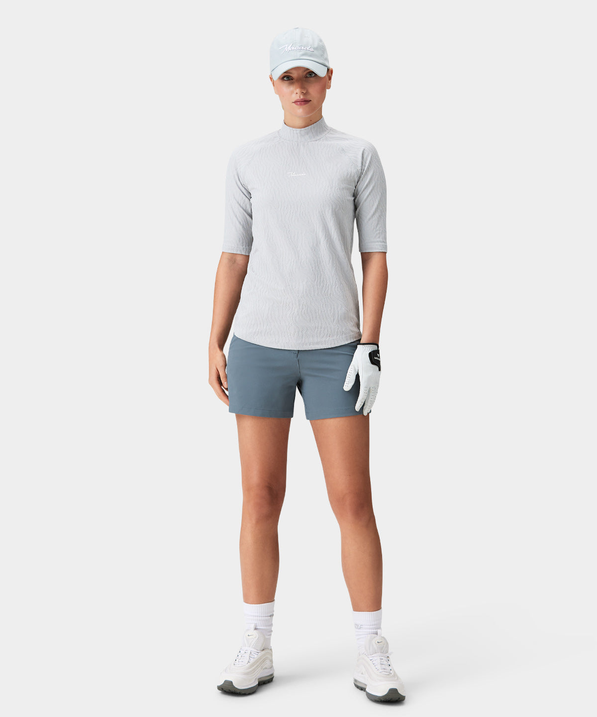 Zoe Mock Neck Shirt - Light Grey