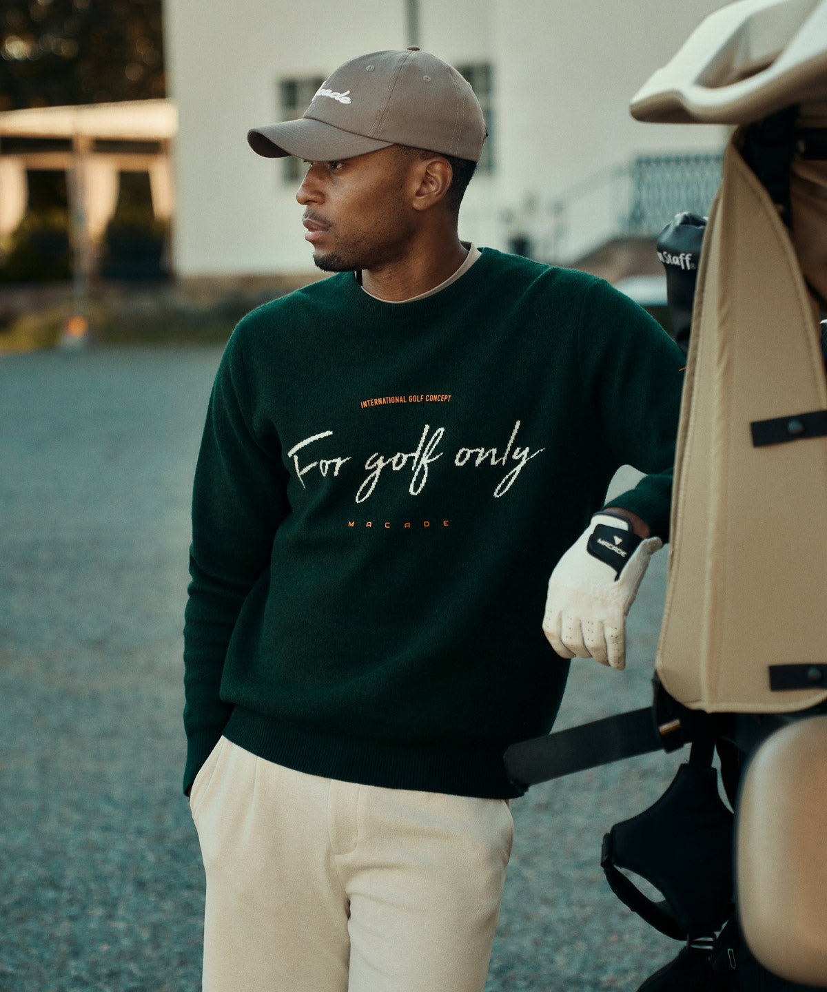 Men's Green Script Knit Crewneck Macade Golf - Main Image