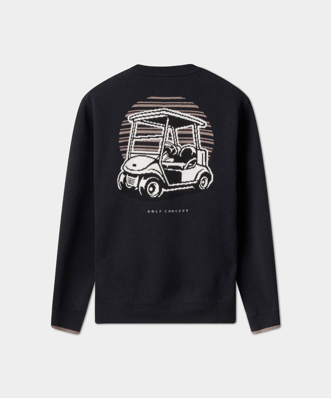 Black Cashmere Blend Intarsia Crewneck
