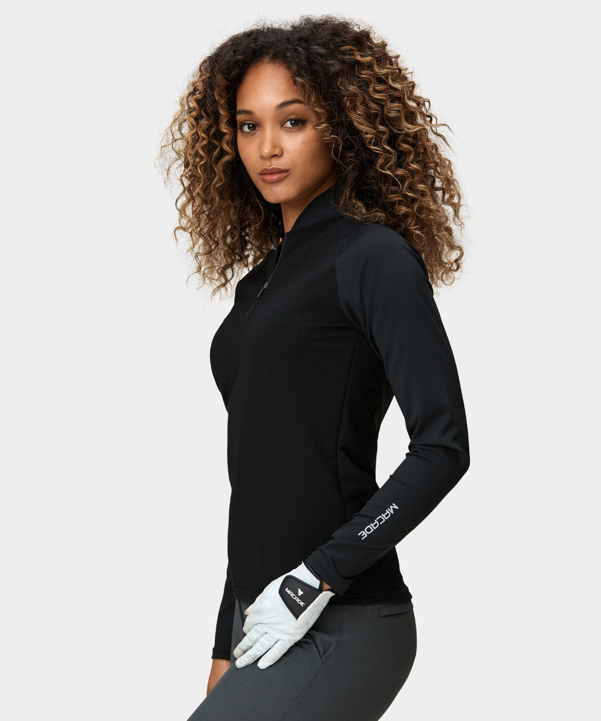 Jade Black Tech Bomber Zip Macade Golf