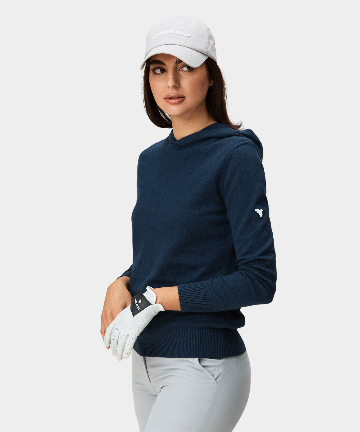 Dark Blue Tech Knit Hoodie Macade Golf