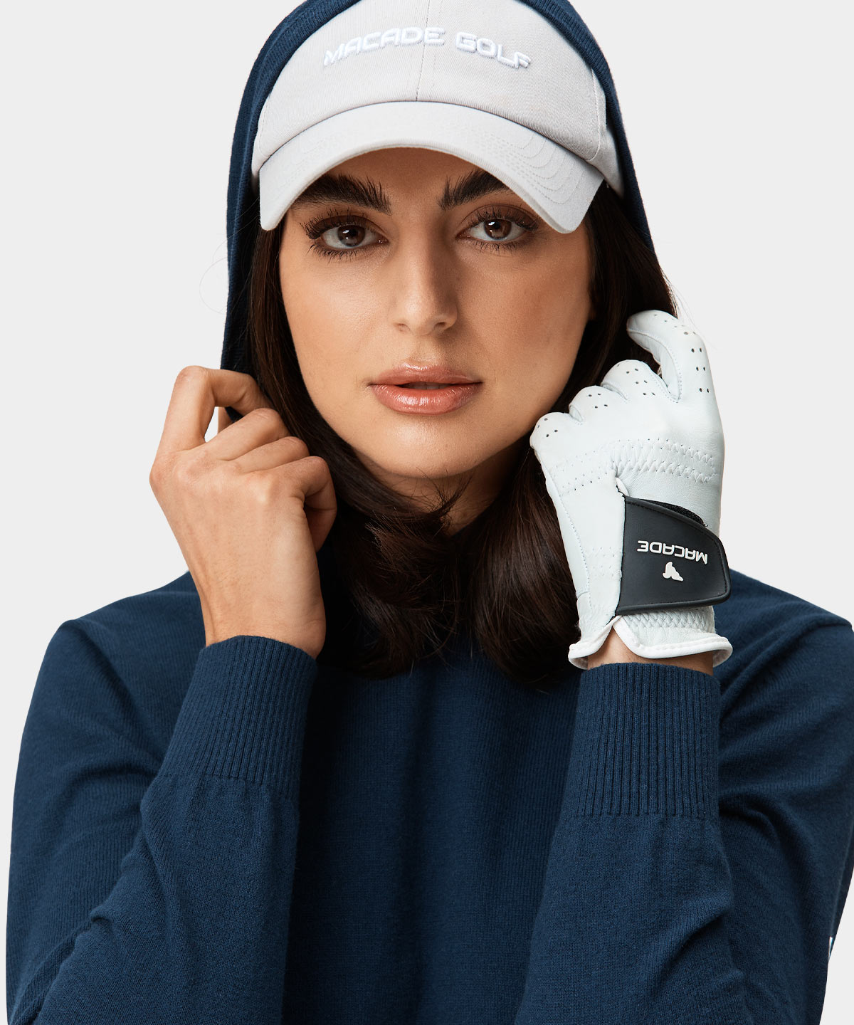 Dark Blue Tech Knit Hoodie Macade Golf