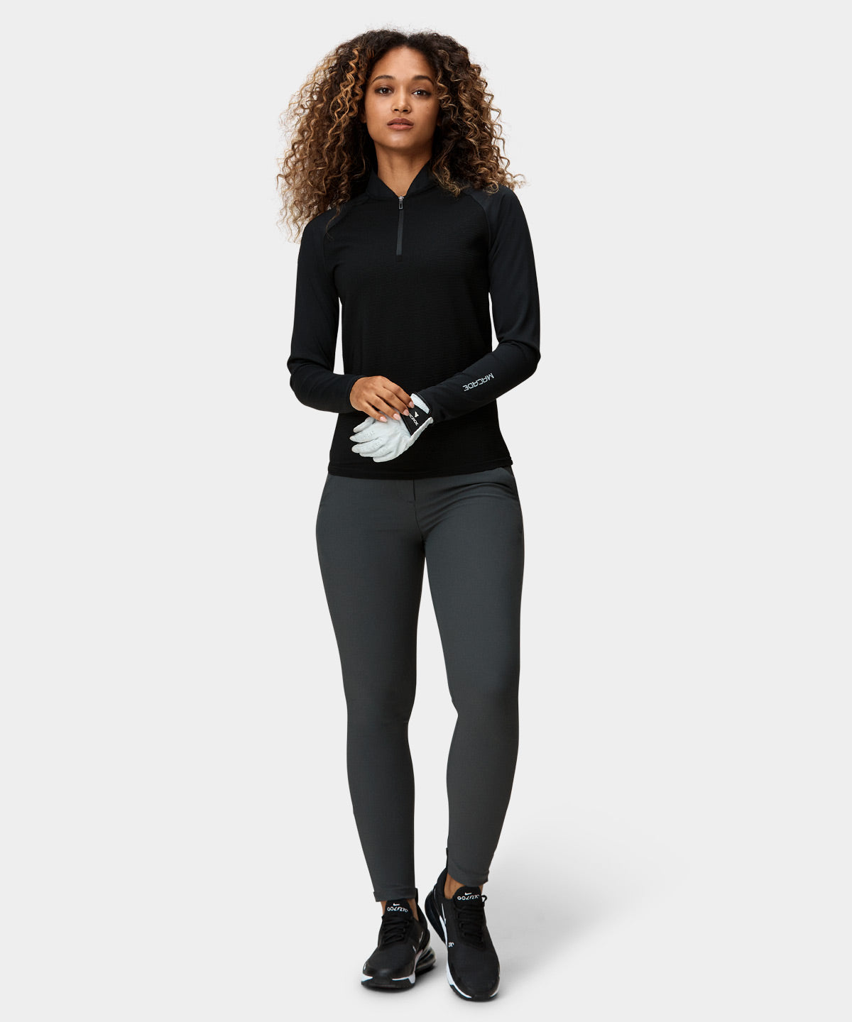 Jade Black Tech Bomber Zip Macade Golf