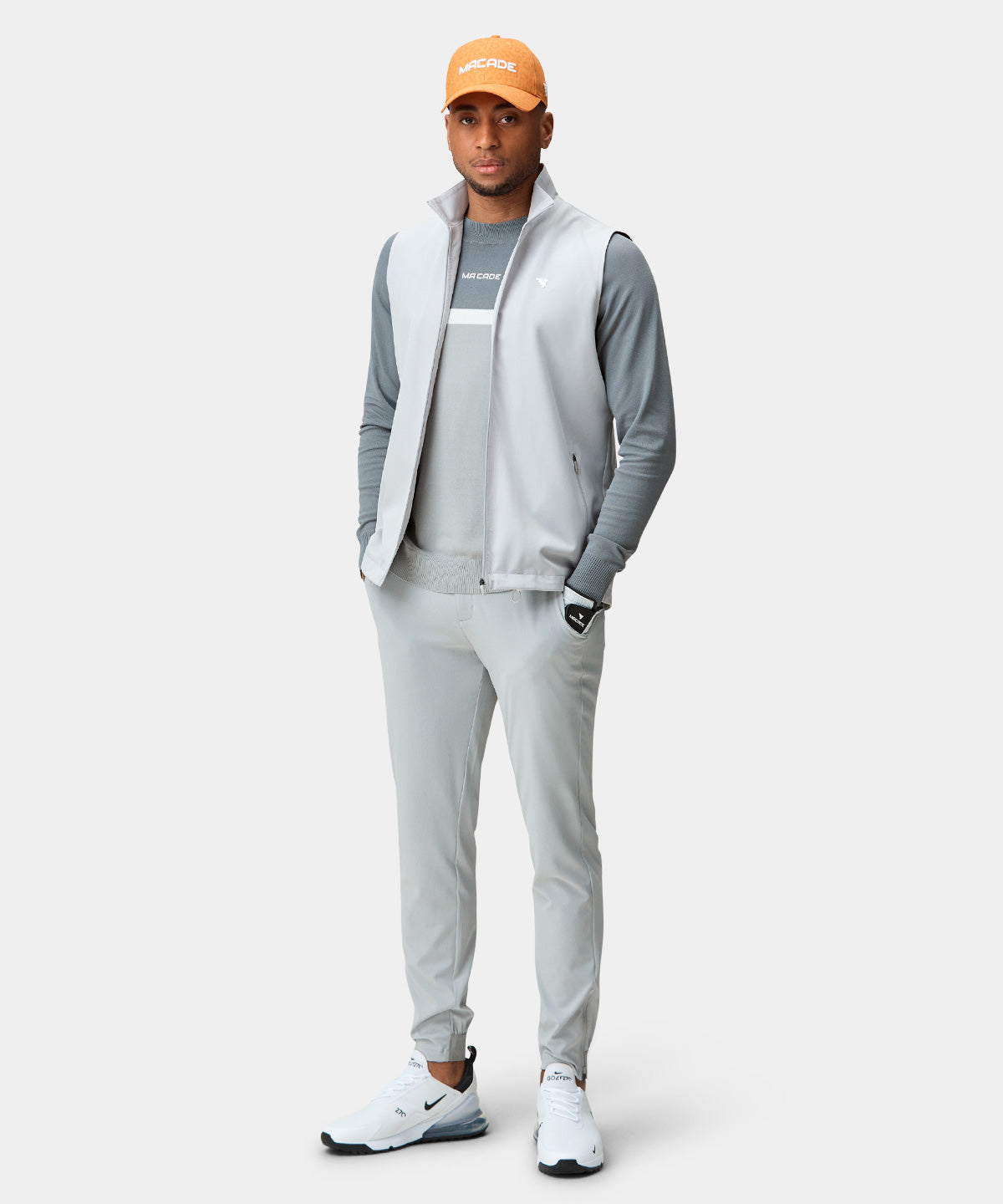 Light Grey Stretch Wind Gilet Macade Golf