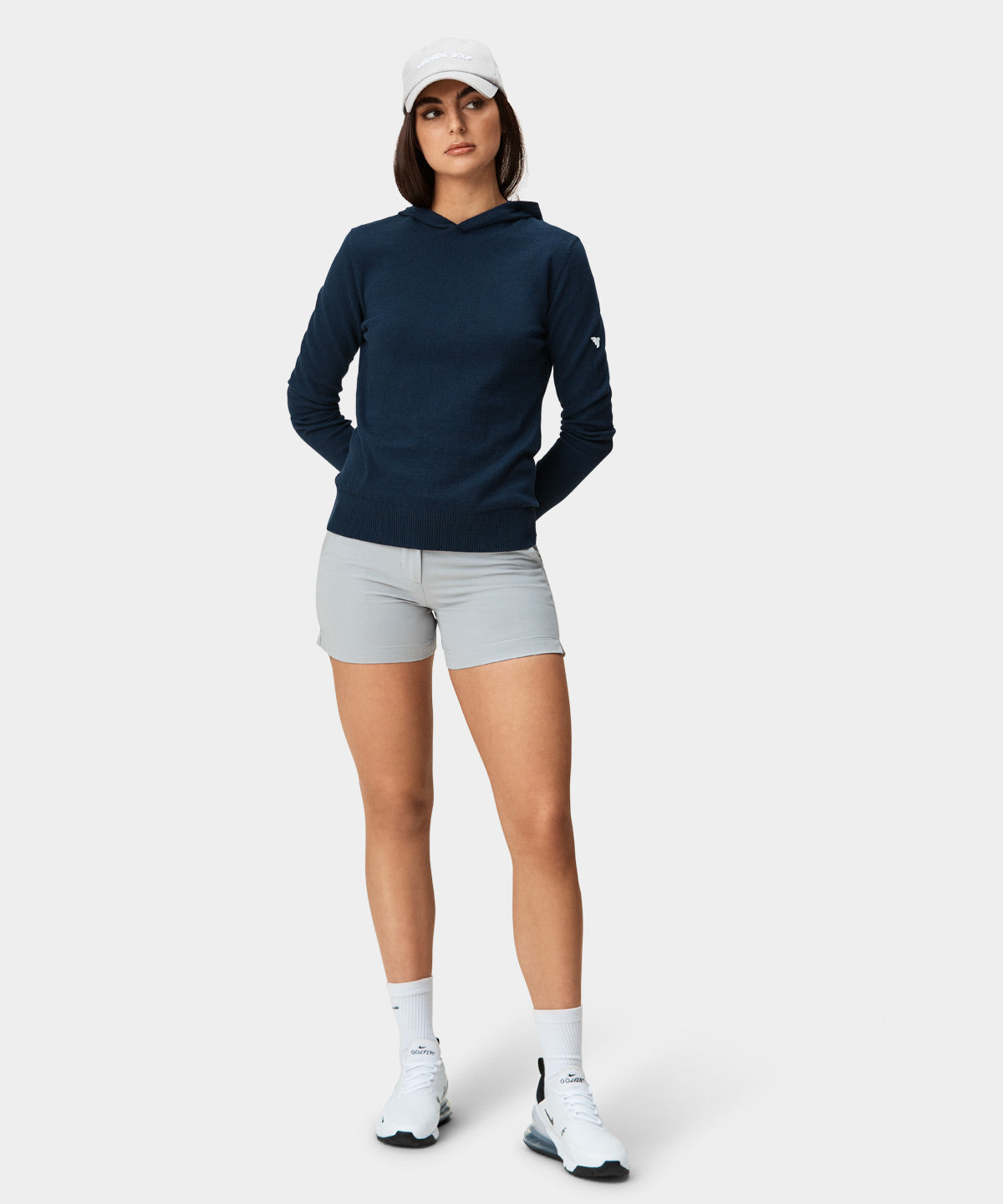 Dark Blue Tech Knit Hoodie Macade Golf