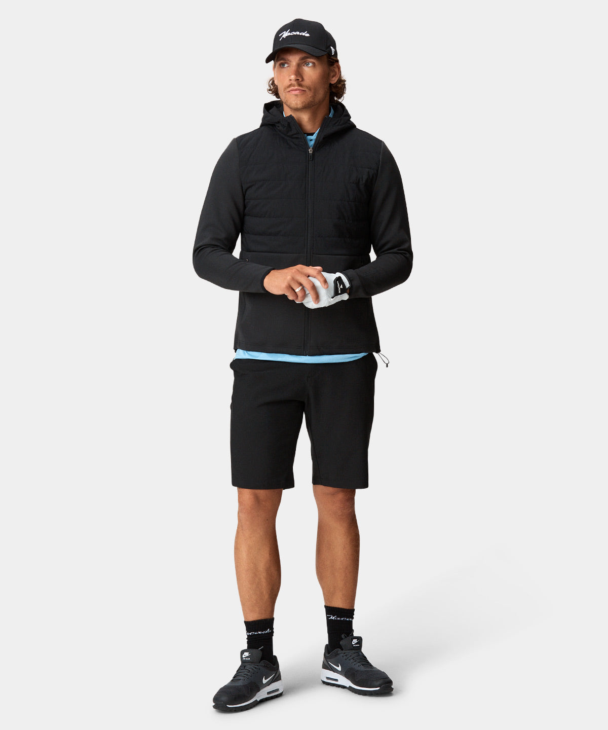 Black Hooded Hybrid Jacket Macade Golf