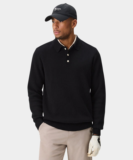 Black Cashmere Blend Knit Polo