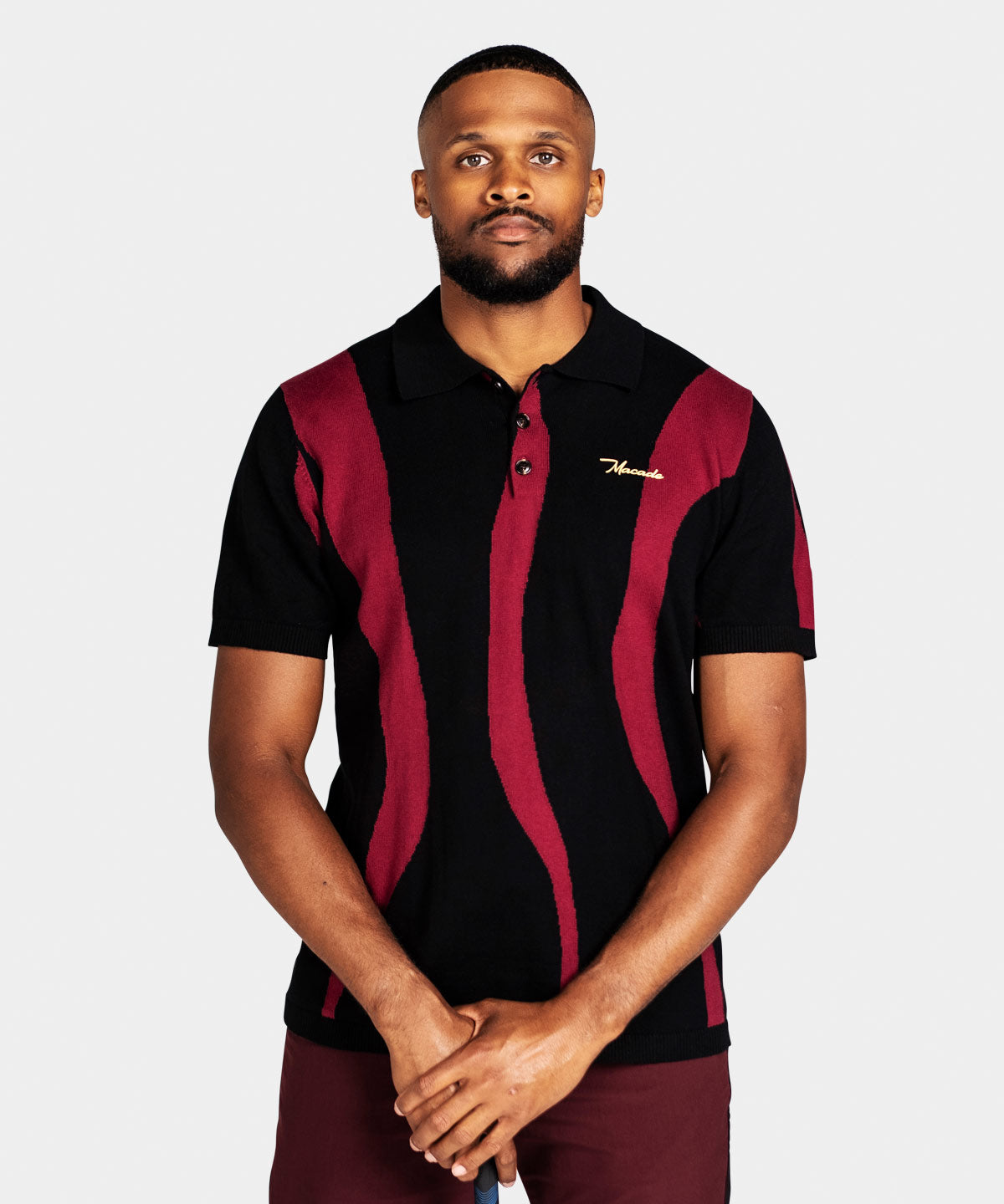 Black knitted hot sale polo shirt