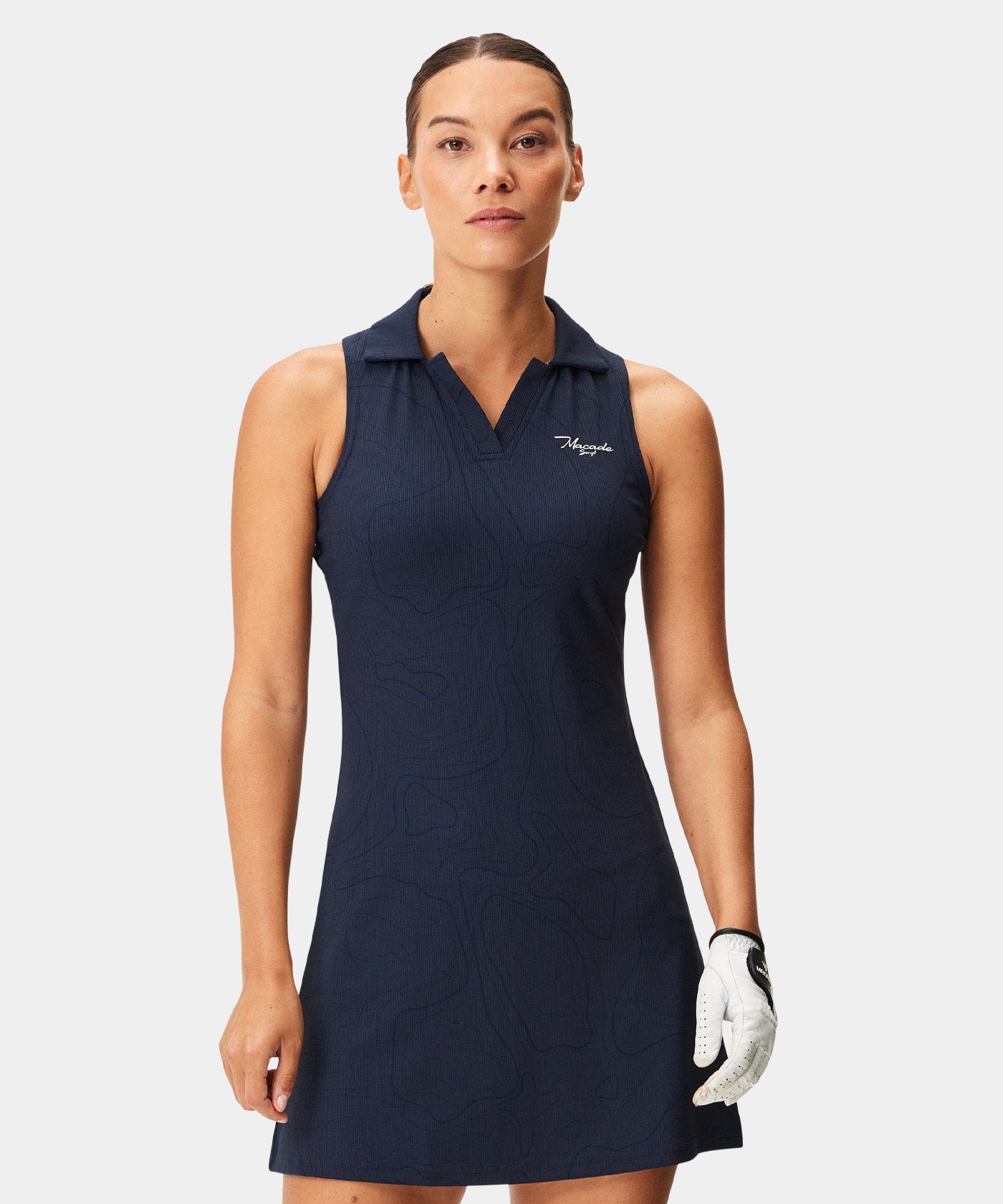 Lana Sleeveless Dress - Script Blue Macade Lana Sleeveless Dress - Script Blue Macade