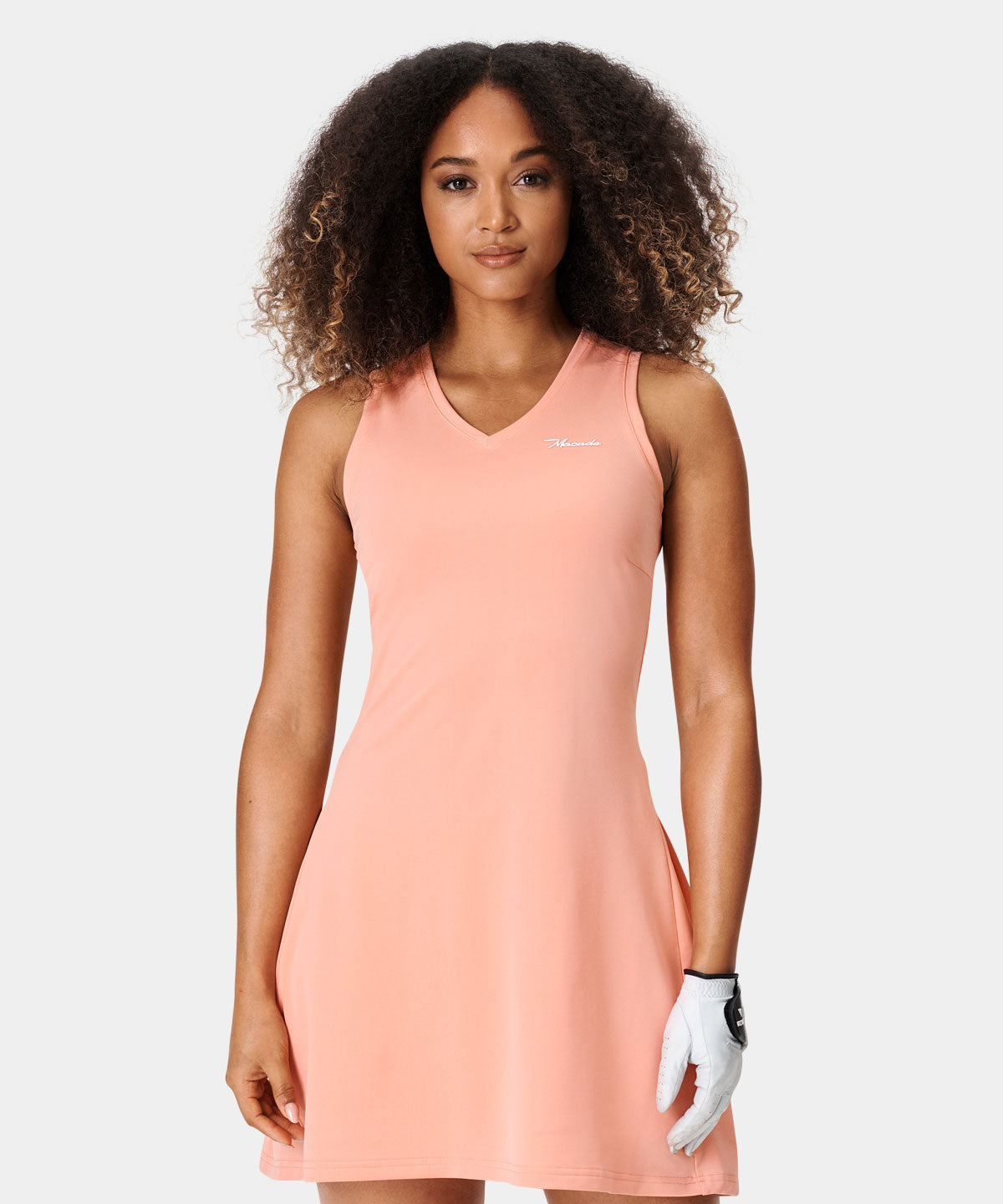 Amanda Performance Dress - Coral Pleated