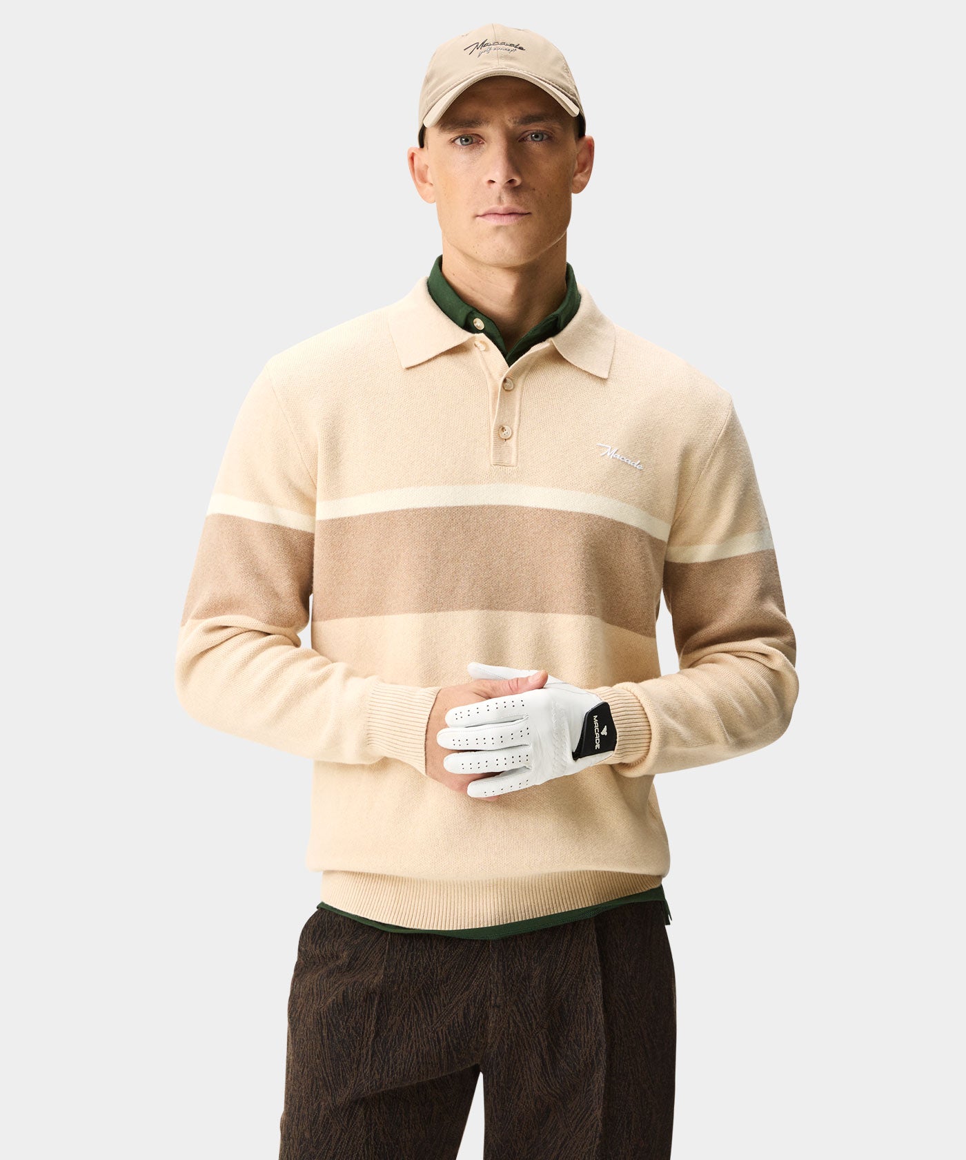Sand Cashmere Blend Knit Polo