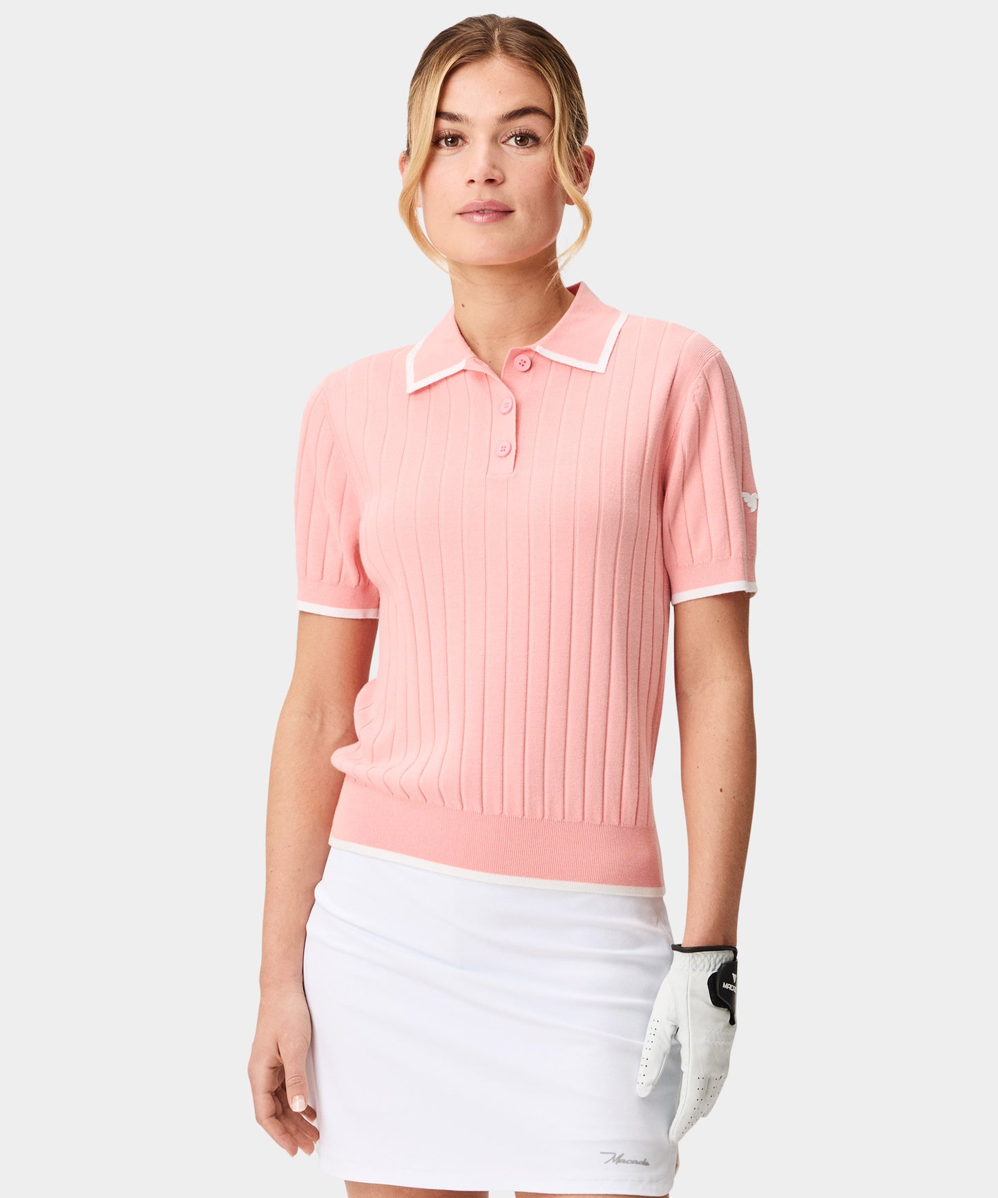 Skye Course Knit Polo - Coral