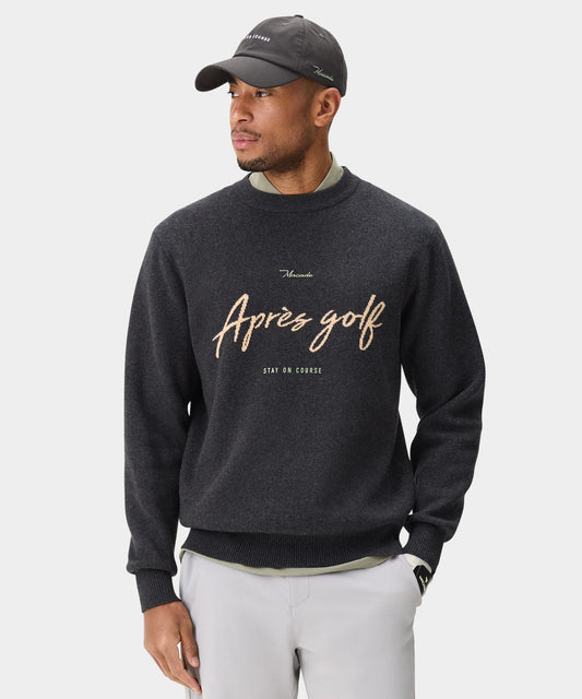 Slate Grey Intarsia Knit Crewneck