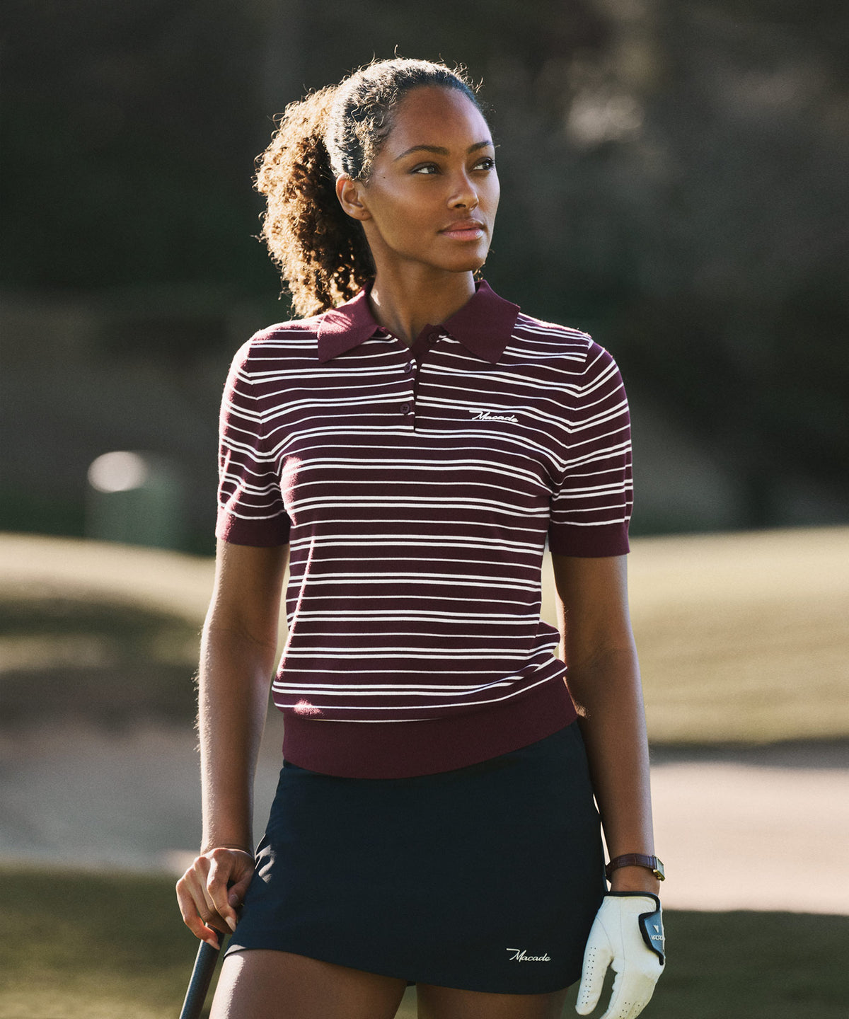 Heather Striped Knit Shirt - Burgundy