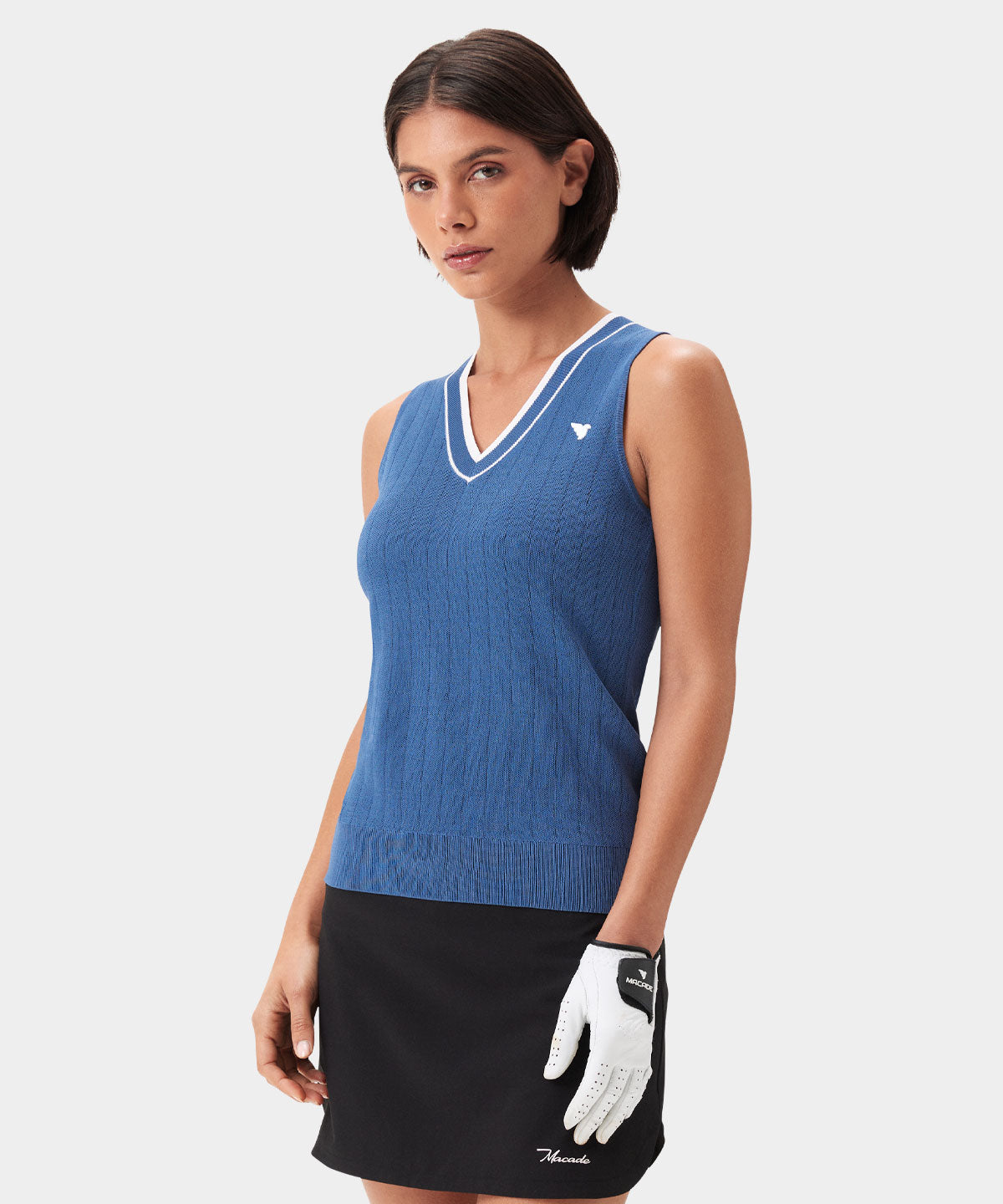 Ana Steel Blue Sleeveless V-Neck