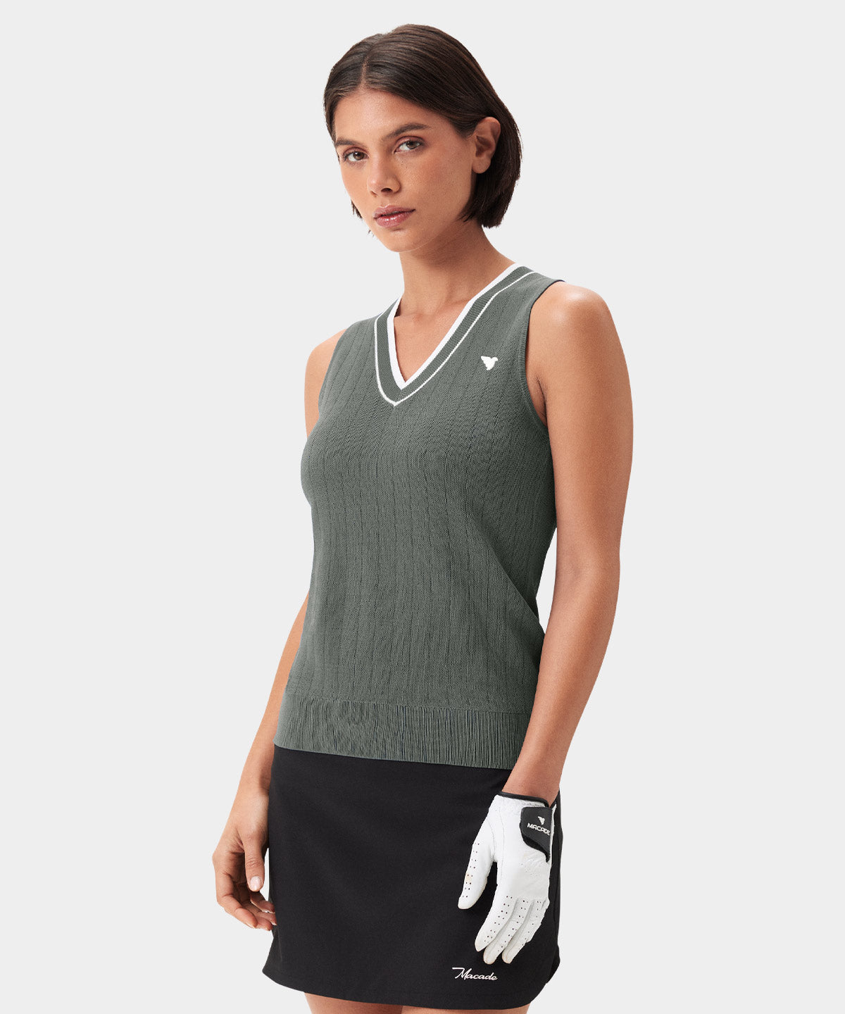 Ana Sage Green Sleeveless V-Neck