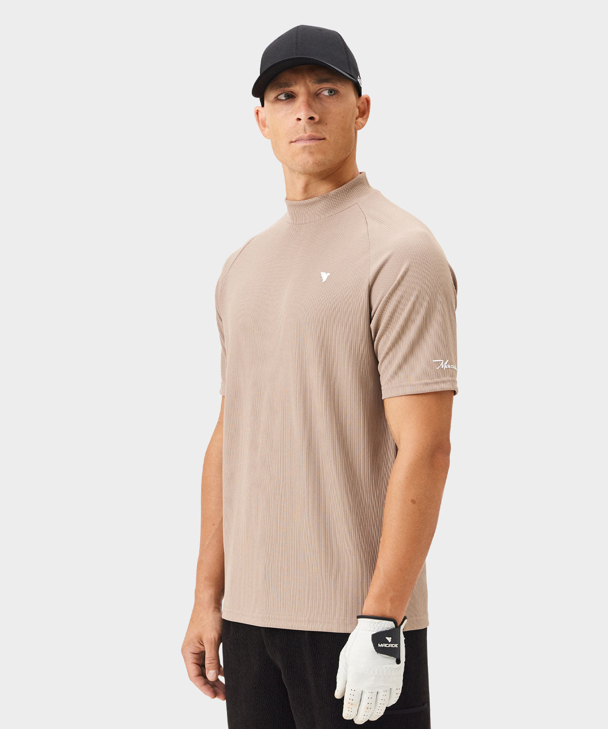 Tyler Light Brown Mock Neck Tee