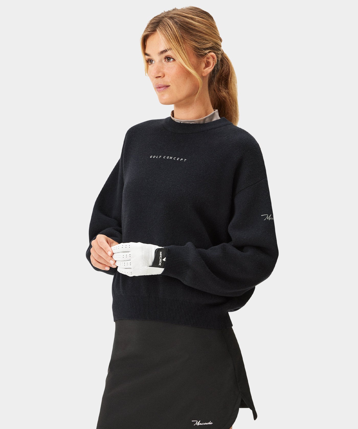 Black Knit Intarsia Sweater