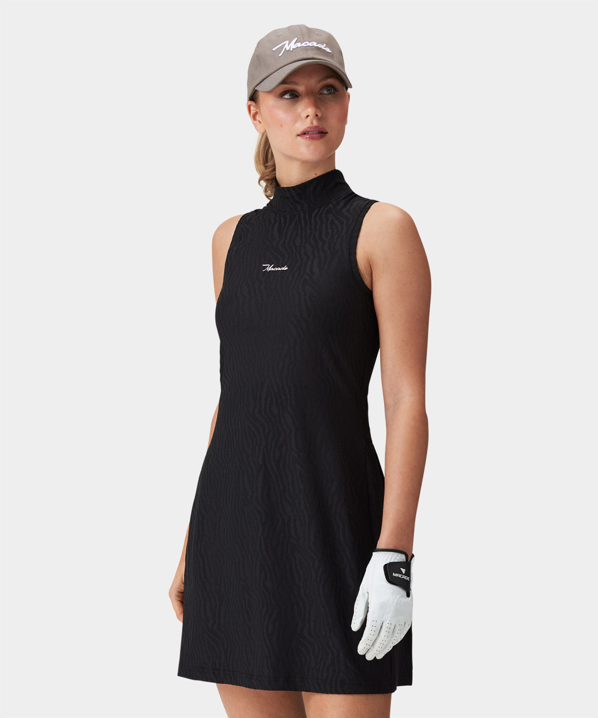 Mock Neck Racerback Golf Dress - Black