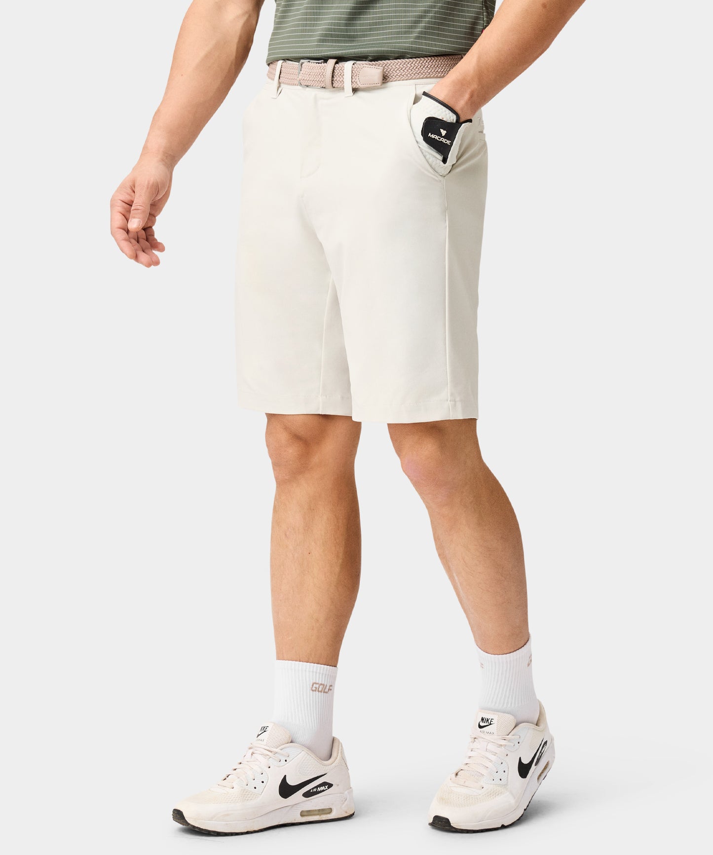 mens white dress shorts Macade Golf | Men's Four-Way Stretch Shorts - Bone | Size: 30 Short | White