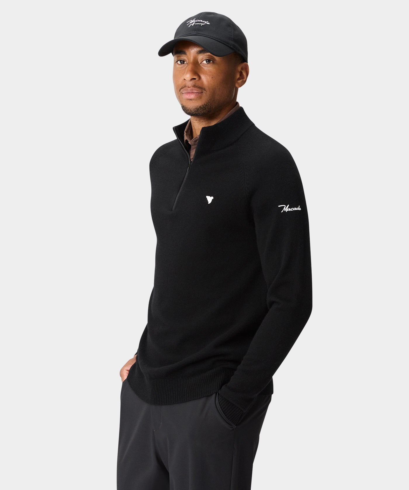 Bridge Merino Quarter Zip - Black