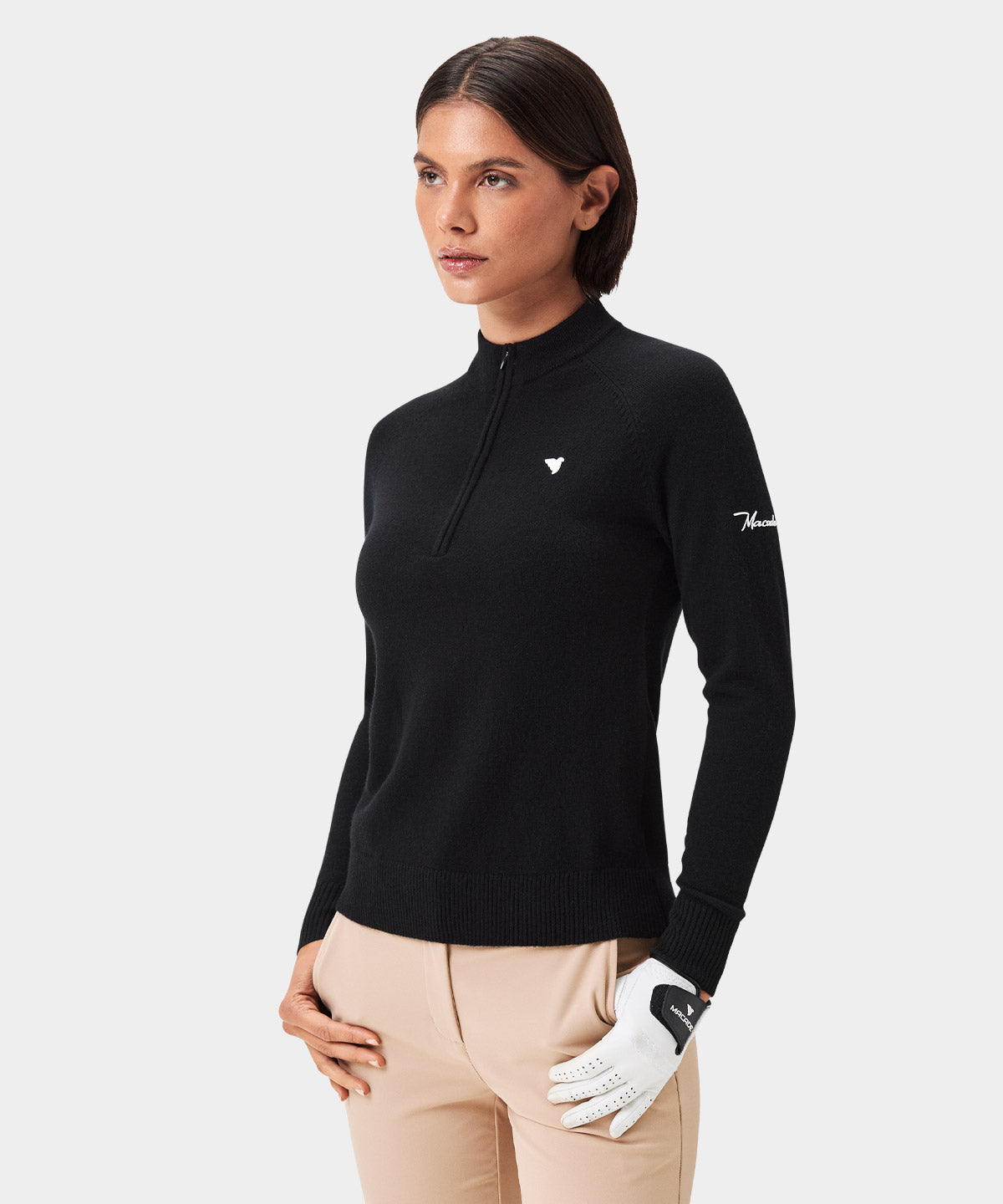 Bridge Black Merino Quarter Zip