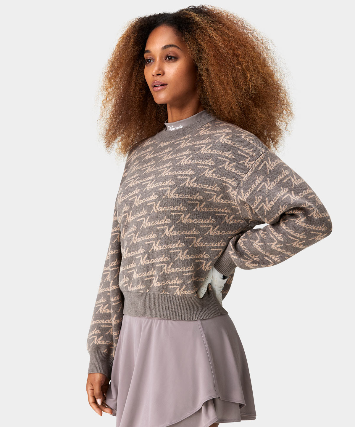 Brown Intarsia Oversized Knit Sweater