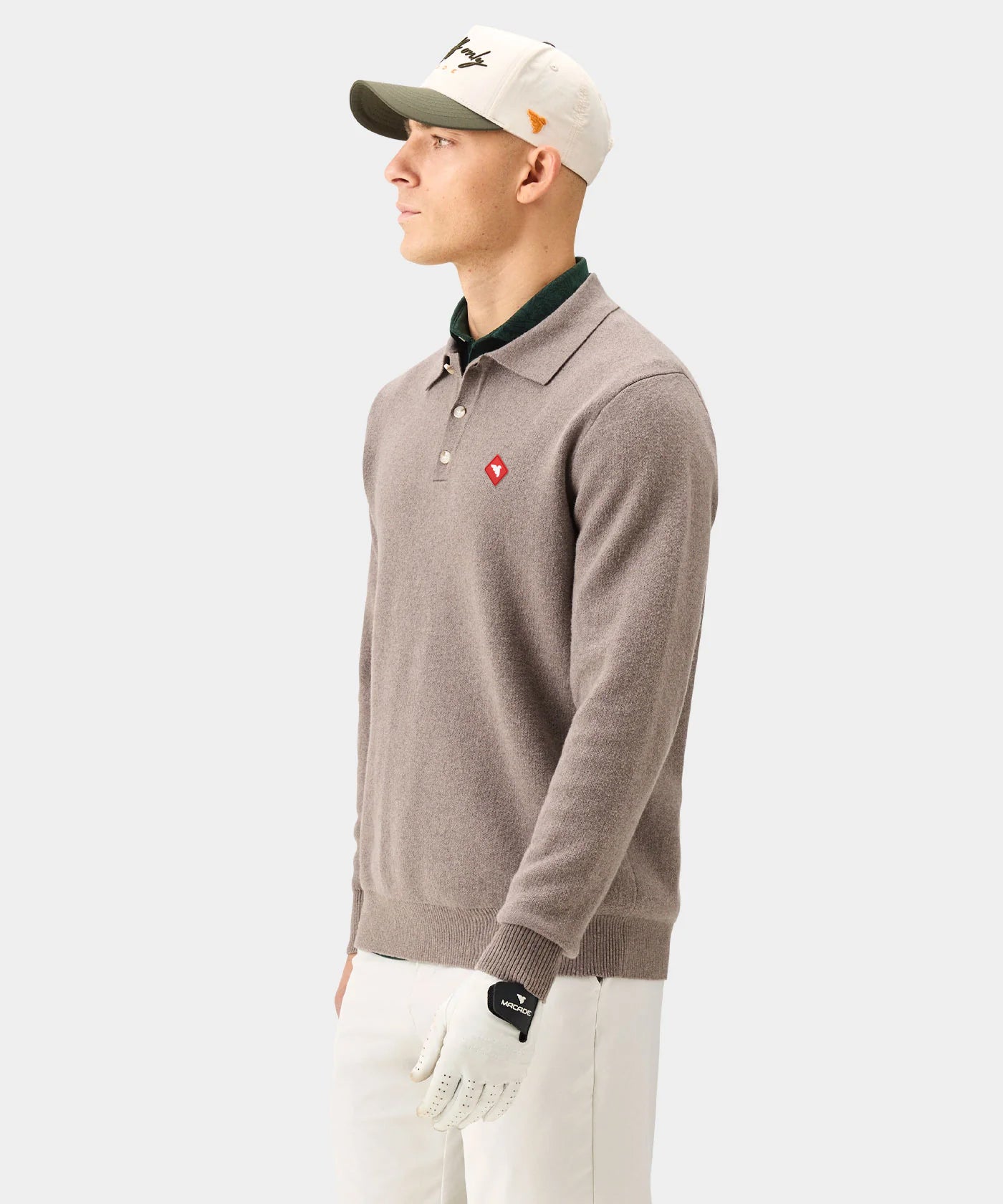 Cashmere Blend Knit Polo - Cedar