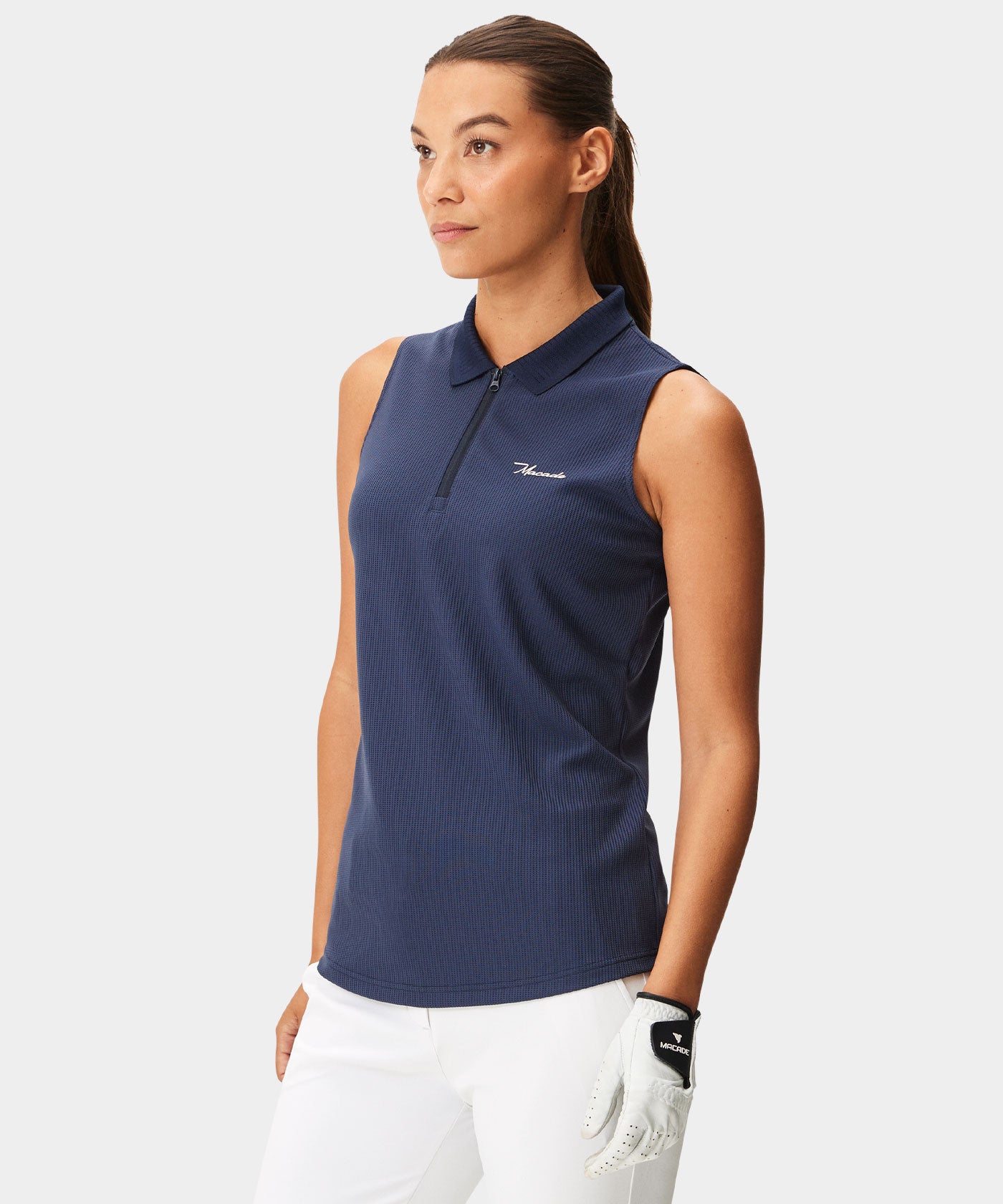 Navy Players Zip Sleeveless Shirt