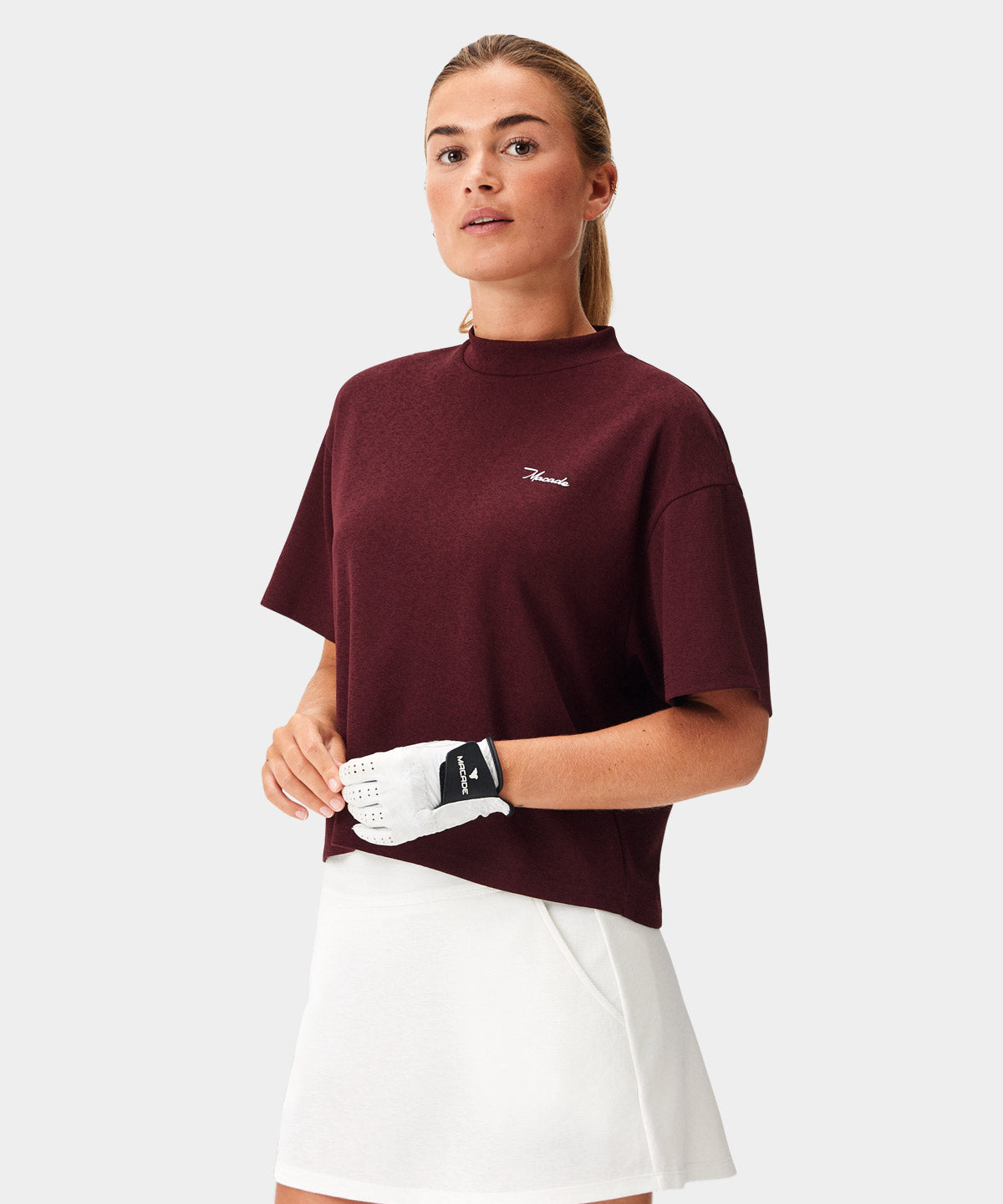 Burgundy Cropped Players Tee