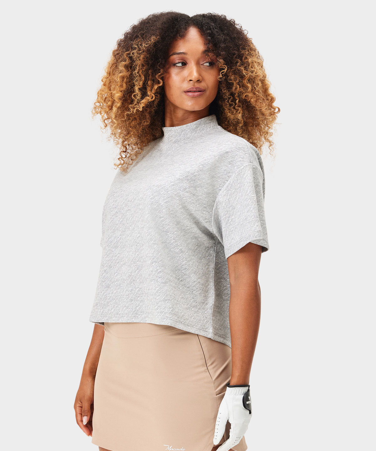 Ivy Grey Crop Mock Tee