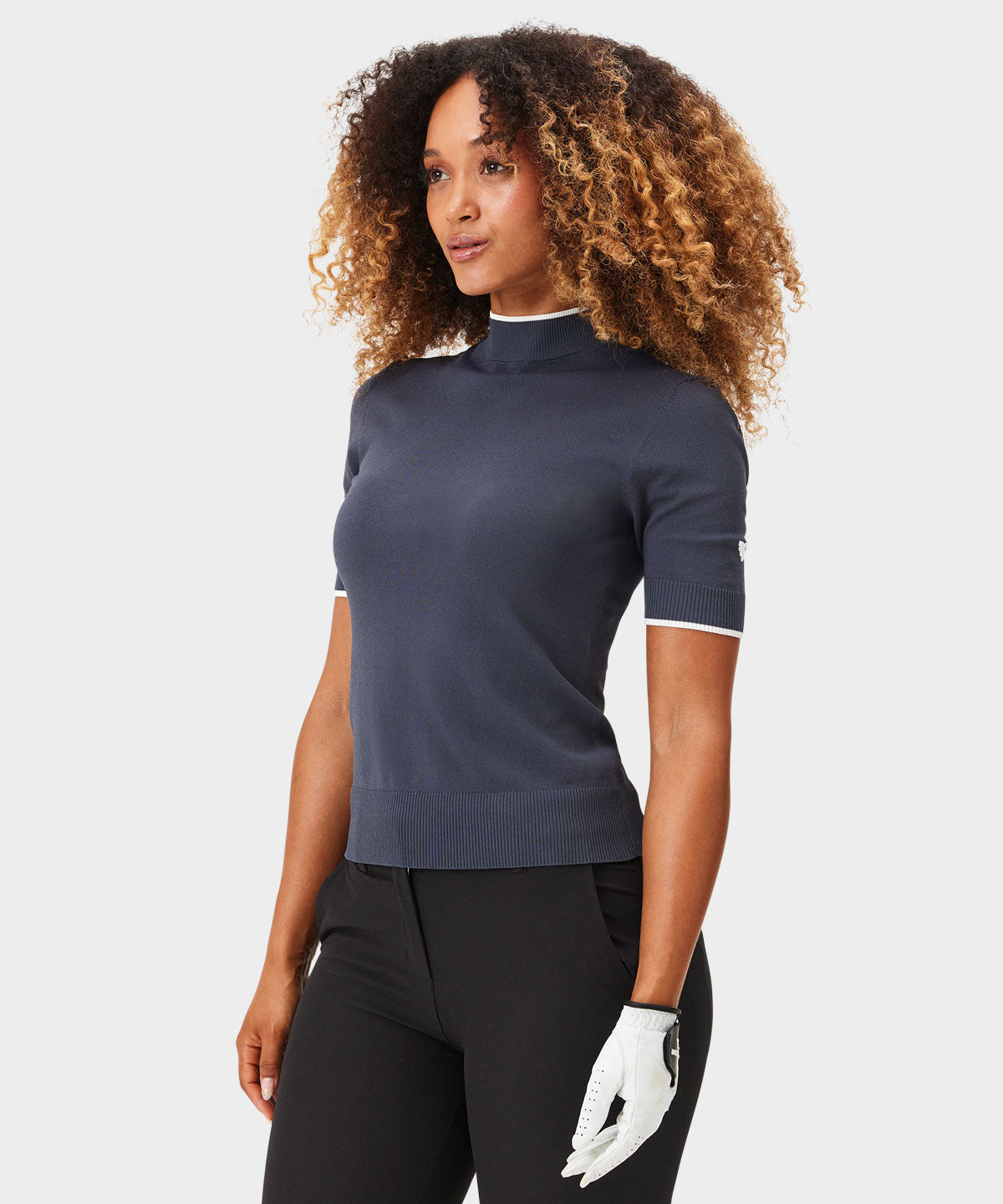 Women's Charcoal Air Mock Neck Top - Macade Golf
