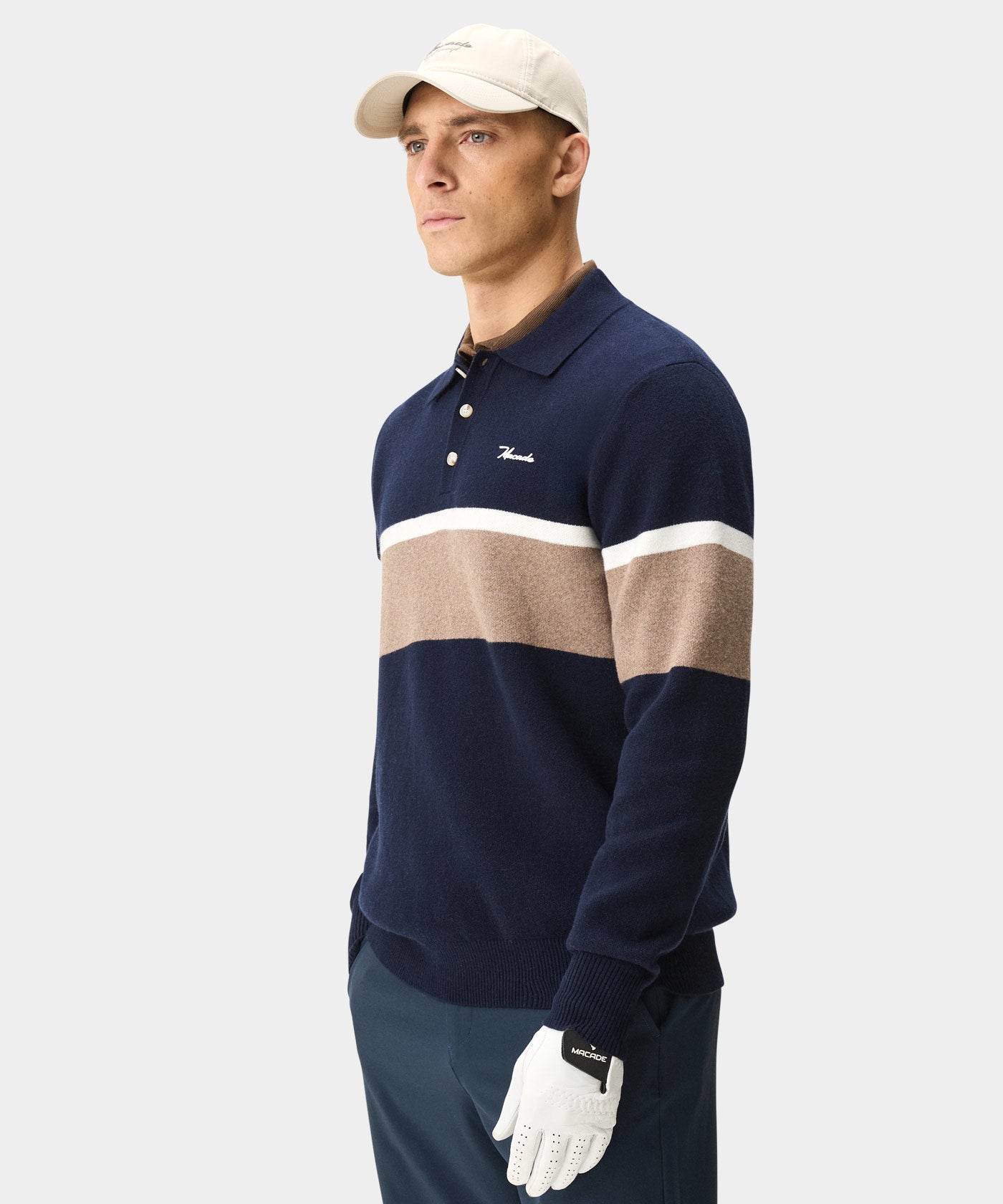 Navy Cashmere Blend Knit Polo