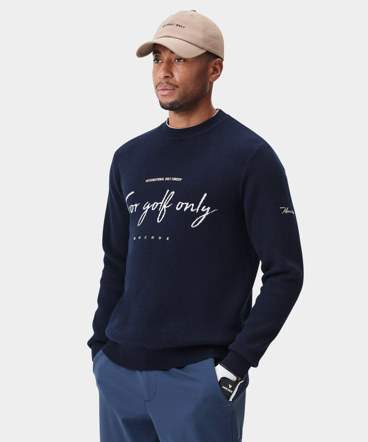 Navy Script Knit Crewneck