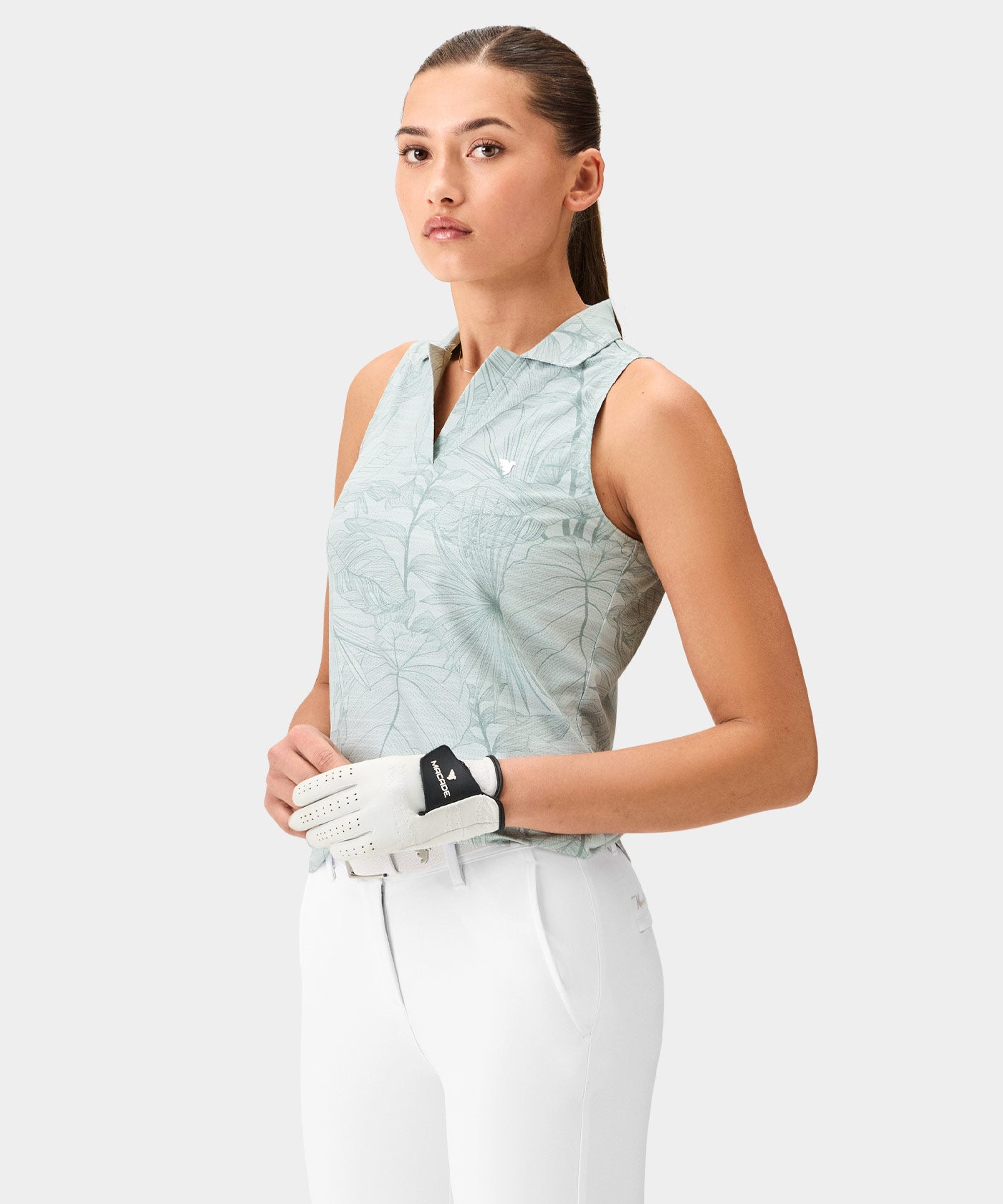 Paige Green Palm Sleeveless Shirt