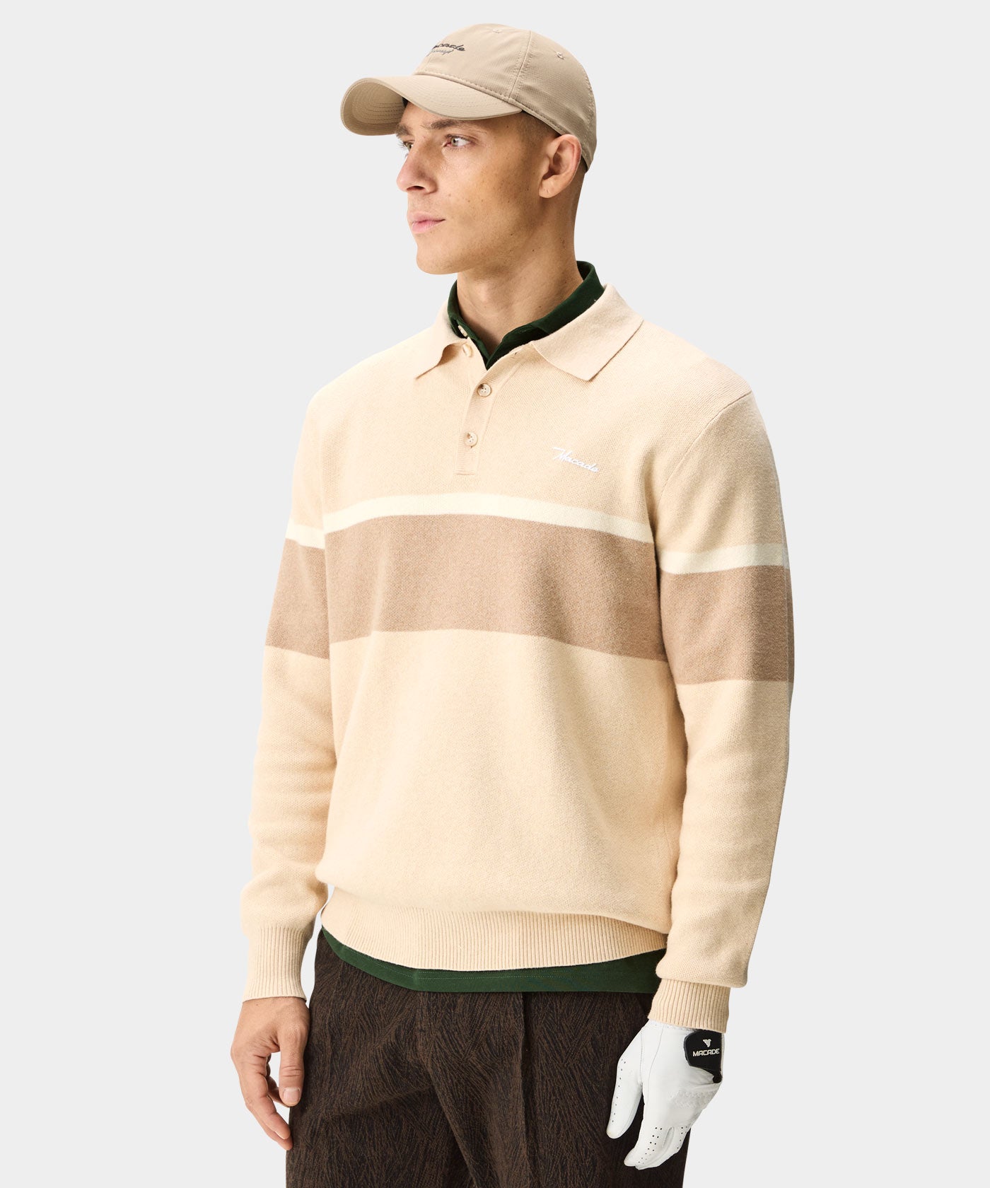 Sand Cashmere Blend Knit Polo
