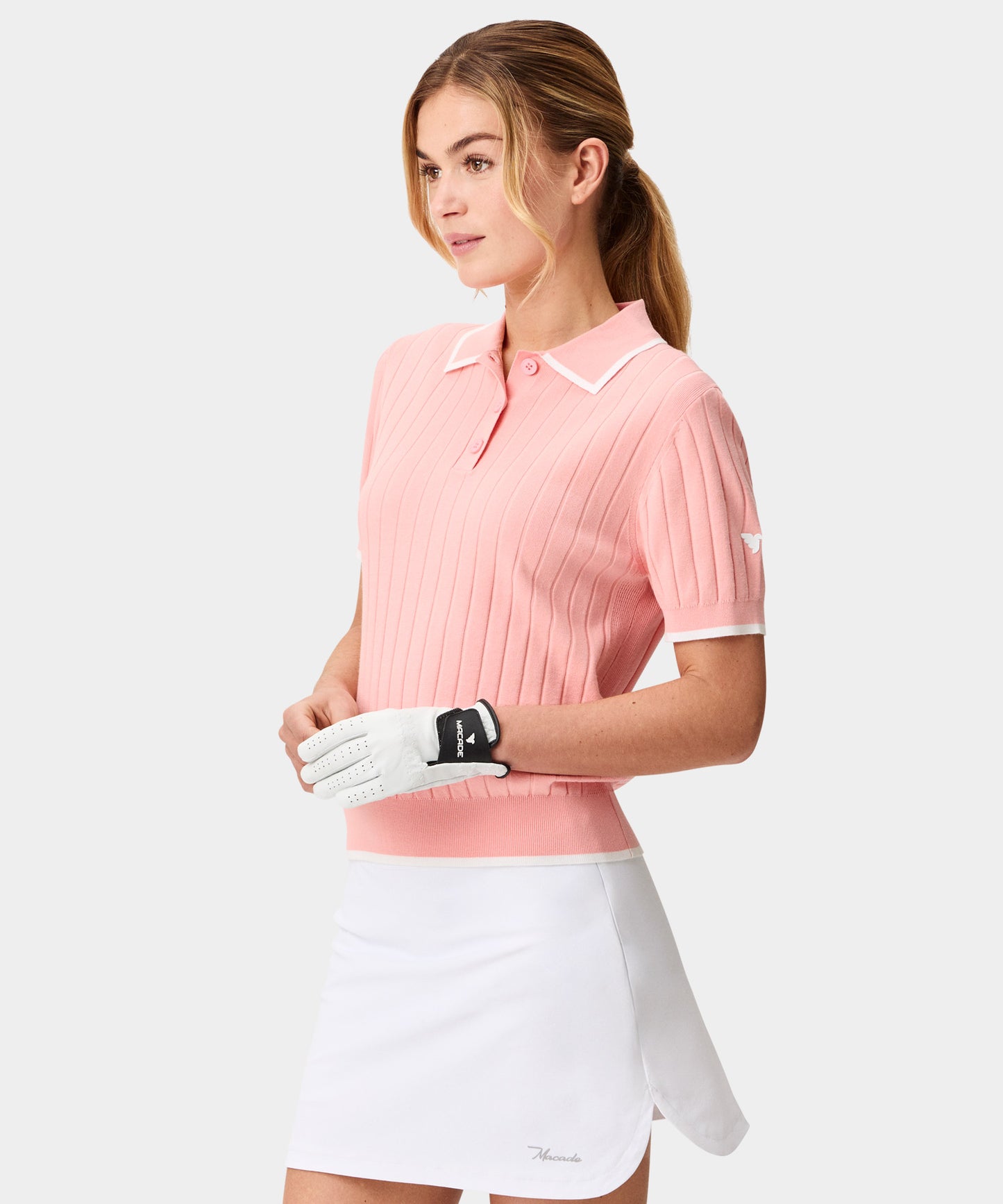 Skye Course Knit Polo - Coral