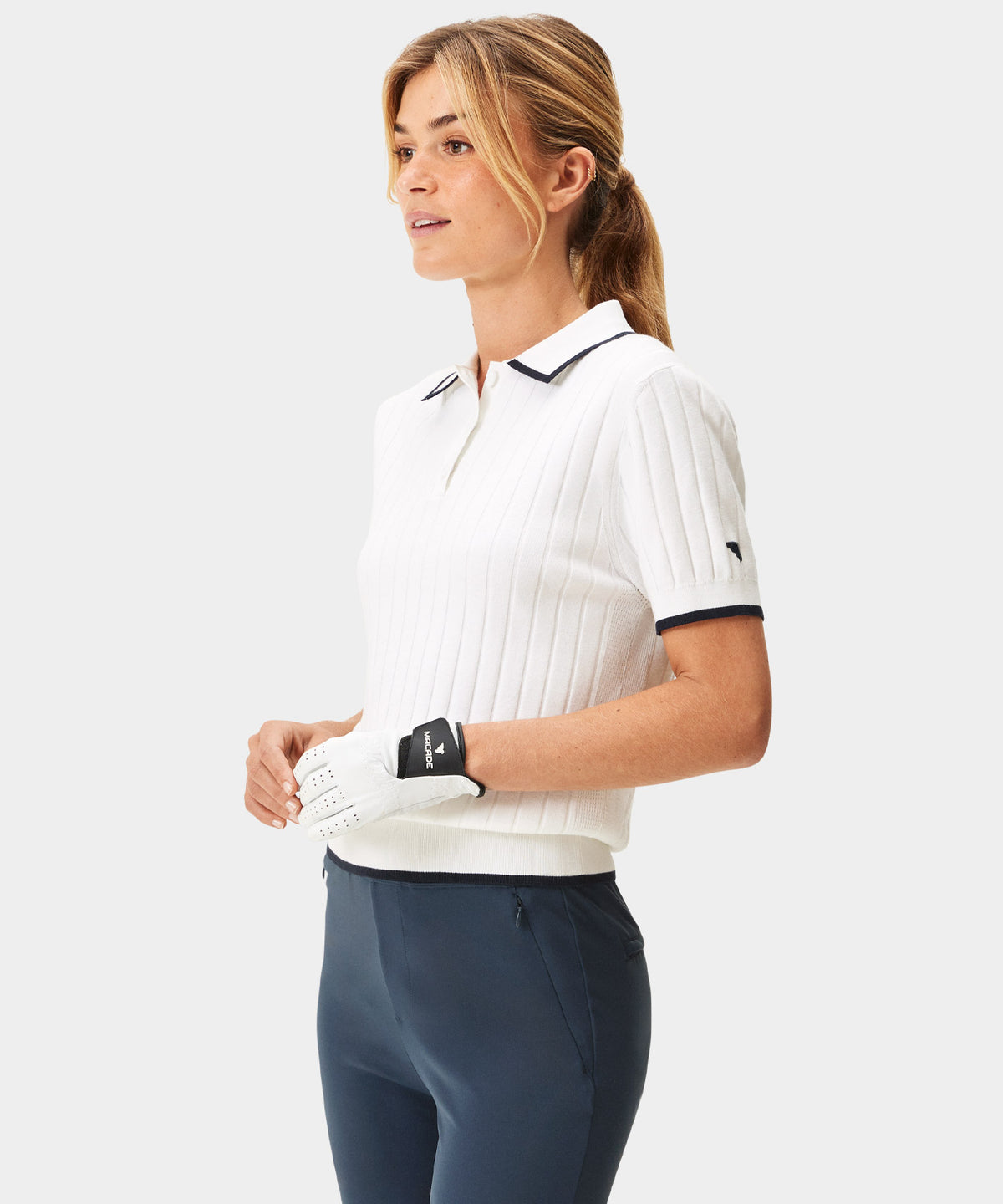 Skye Course Knit Polo - White – Macade