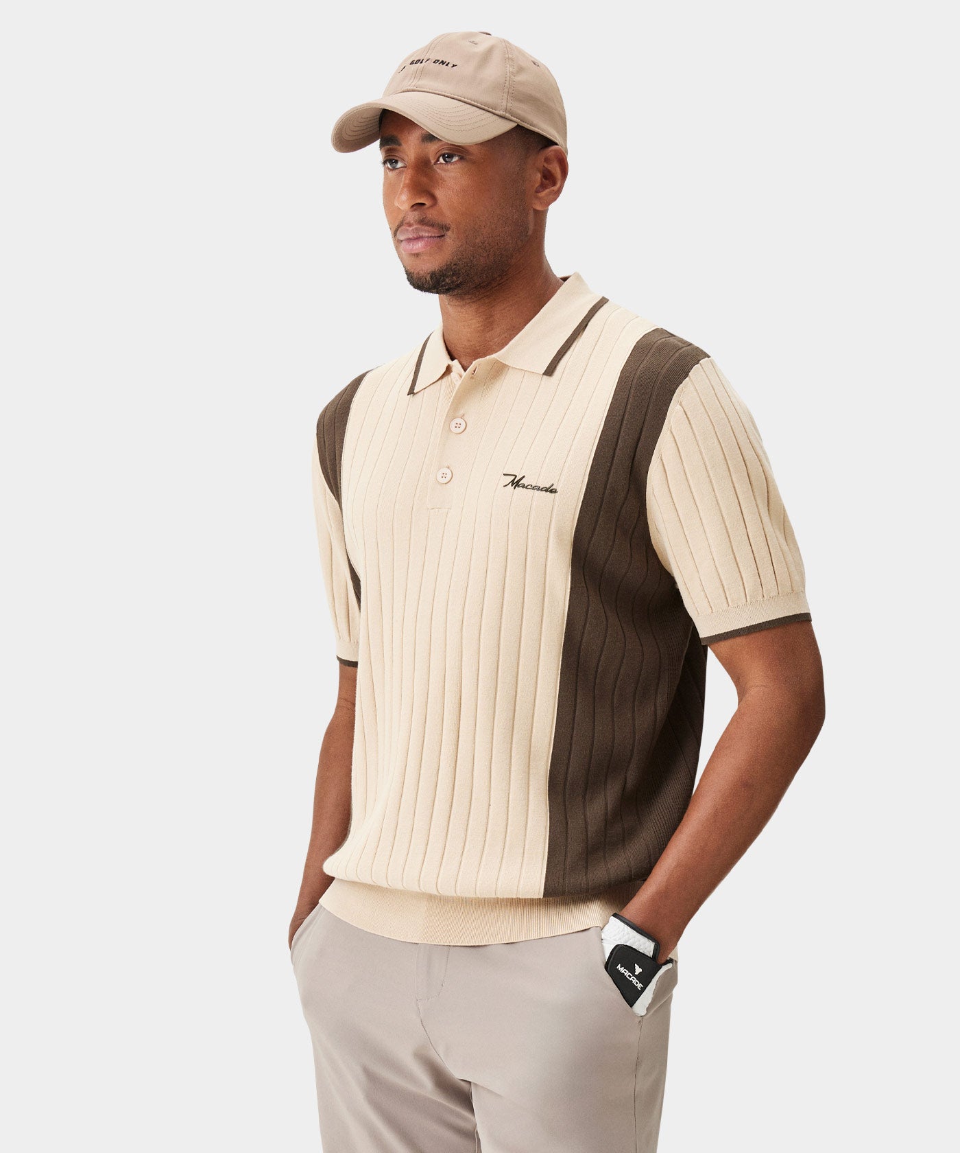 Macade Tan Course Knit Polo