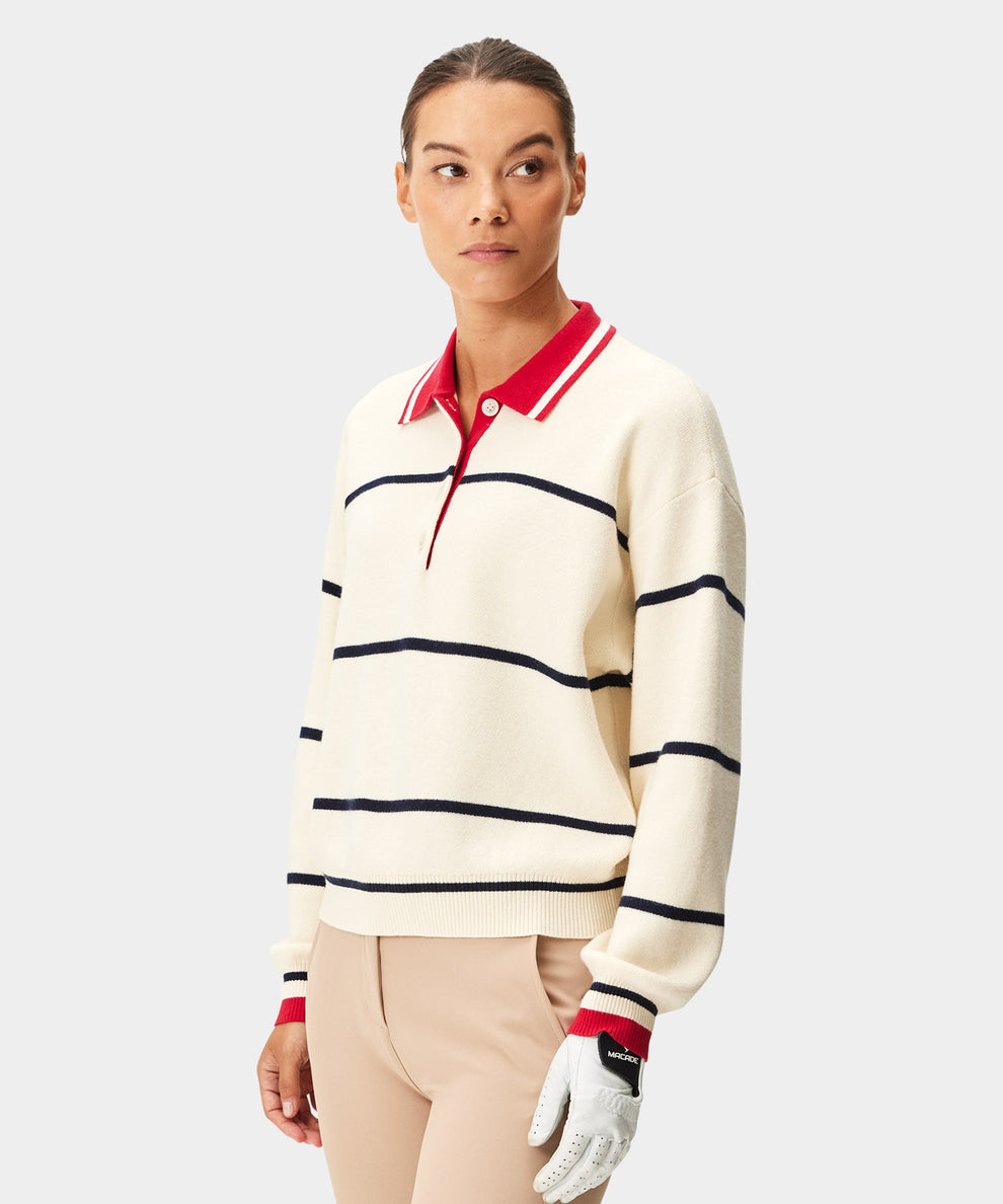 Macade Blue Club Knit Polo Sweater