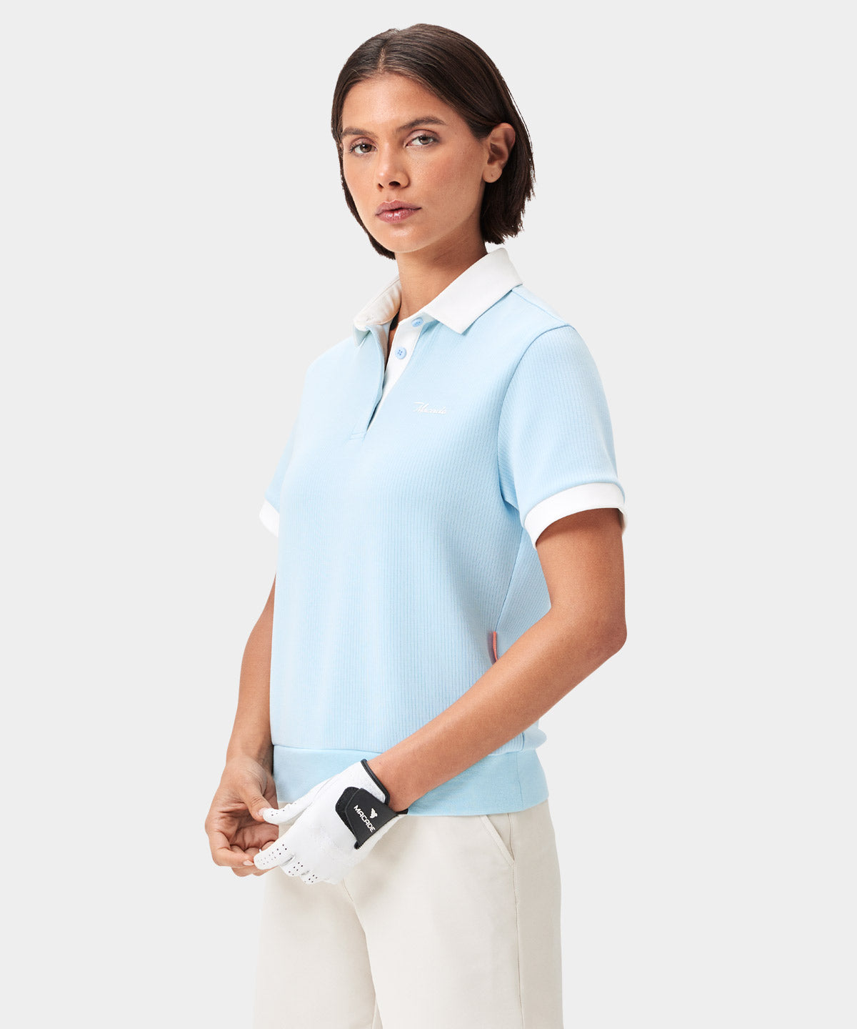 Macade Golf Women s Light Blue Tech Range Polo Shirt Size S Blue Women s Shirts for Golf